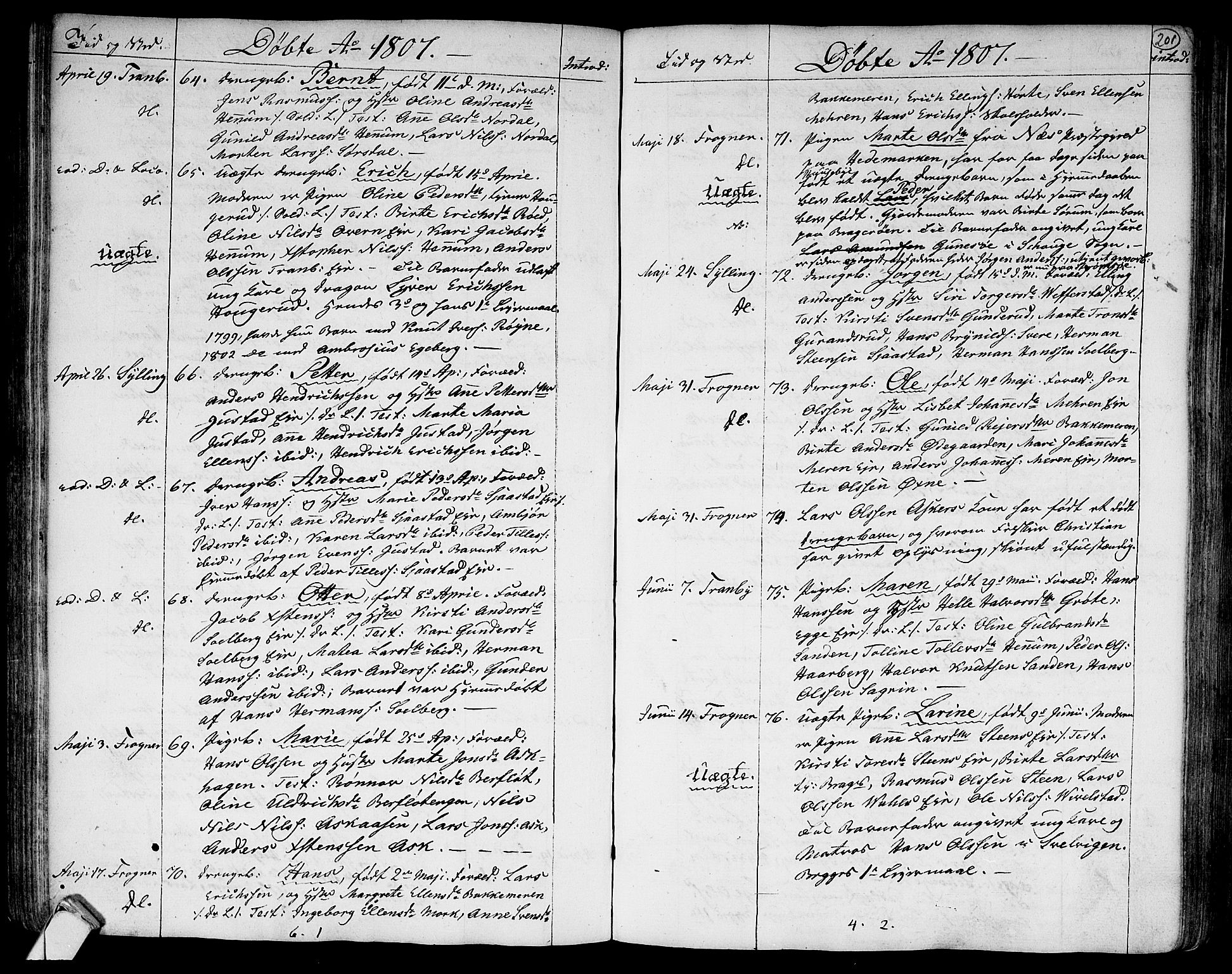 Lier kirkebøker, AV/SAKO-A-230/F/Fa/L0007: Parish register (official) no. I 7, 1794-1813, p. 201