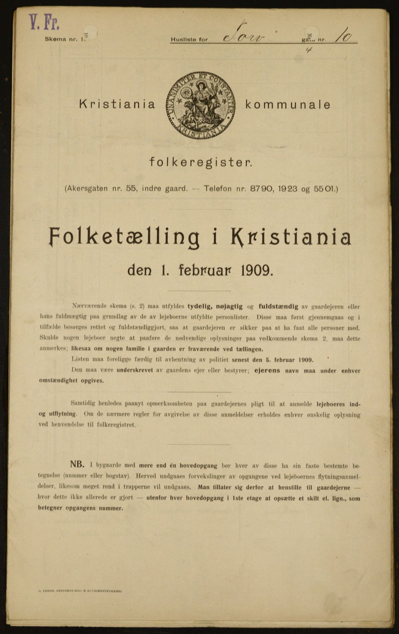 OBA, Municipal Census 1909 for Kristiania, 1909, p. 103361