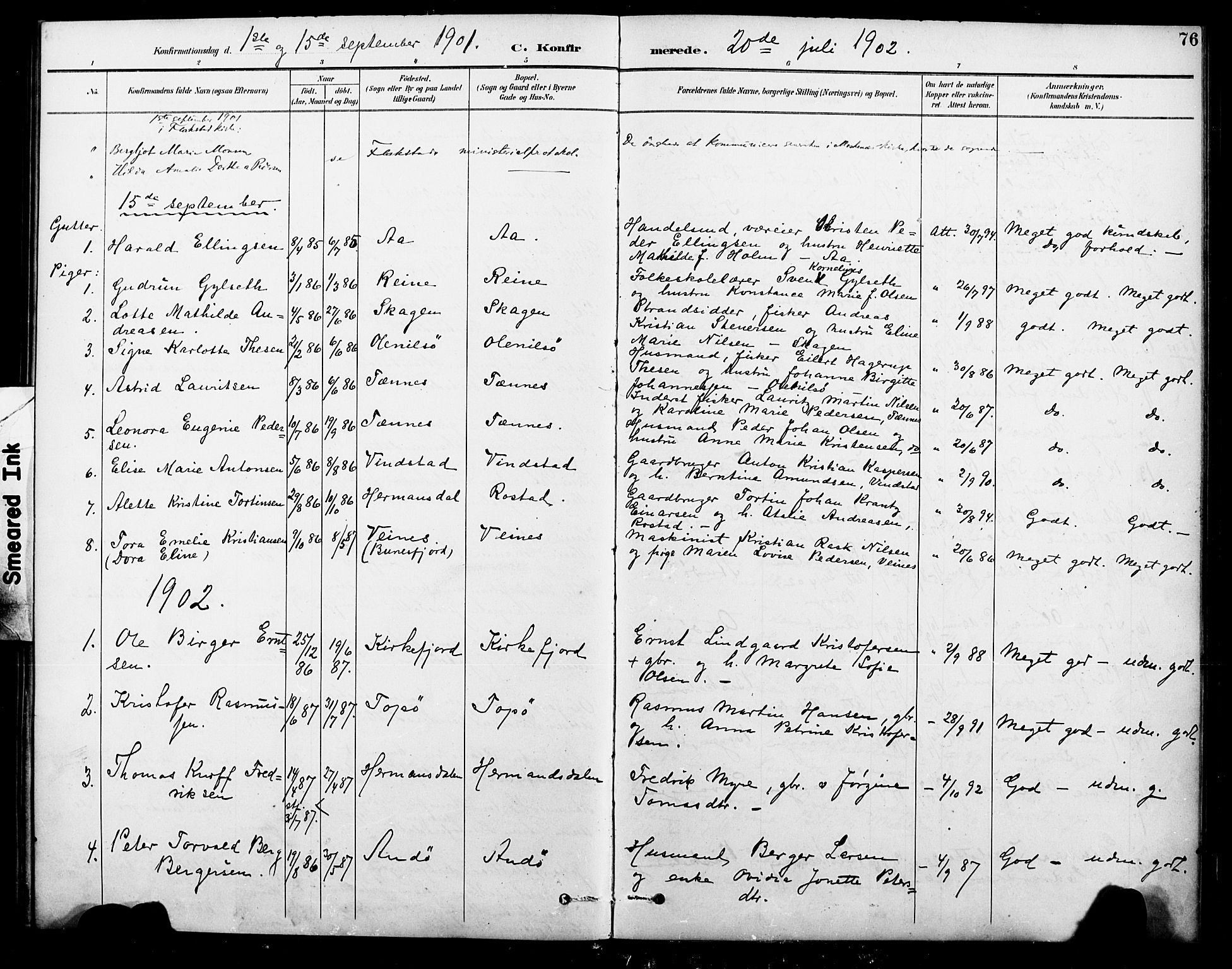 Ministerialprotokoller, klokkerbøker og fødselsregistre - Nordland, AV/SAT-A-1459/886/L1220: Parish register (official) no. 886A02, 1892-1903, p. 76