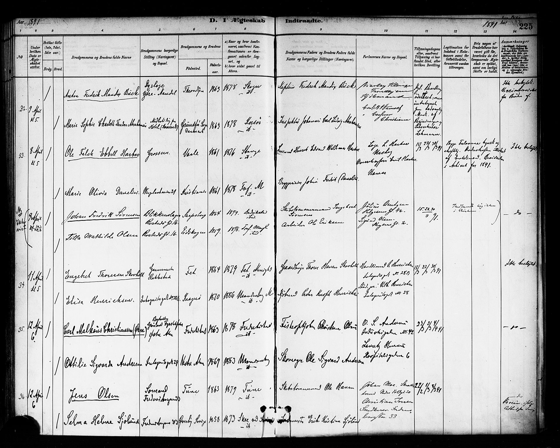 Trefoldighet prestekontor Kirkebøker, SAO/A-10882/F/Fc/L0003: Parish register (official) no. III 3, 1881-1891, p. 225