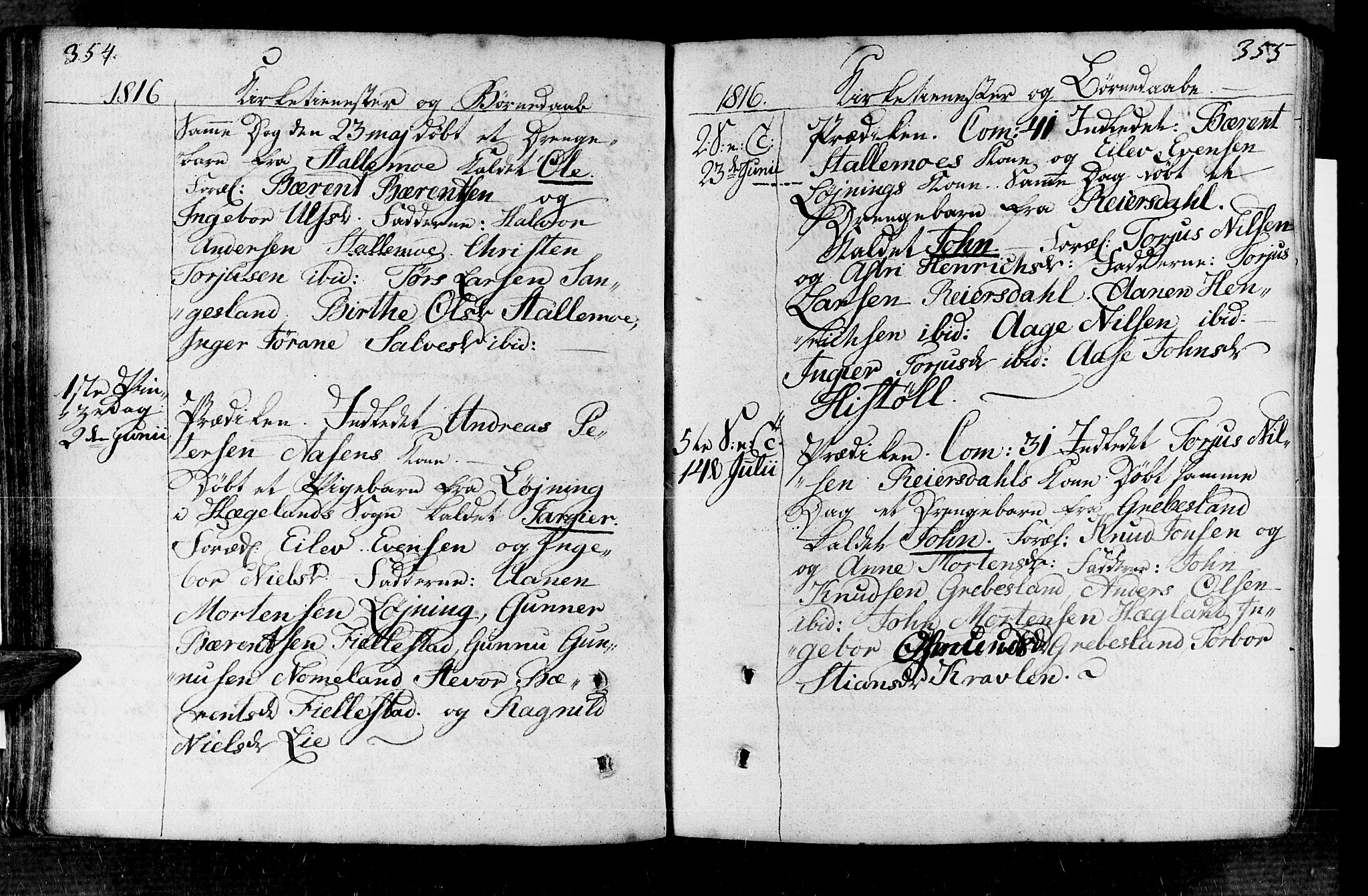 Vennesla sokneprestkontor, AV/SAK-1111-0045/Fa/Fac/L0002: Parish register (official) no. A 2, 1785-1834, p. 354-355