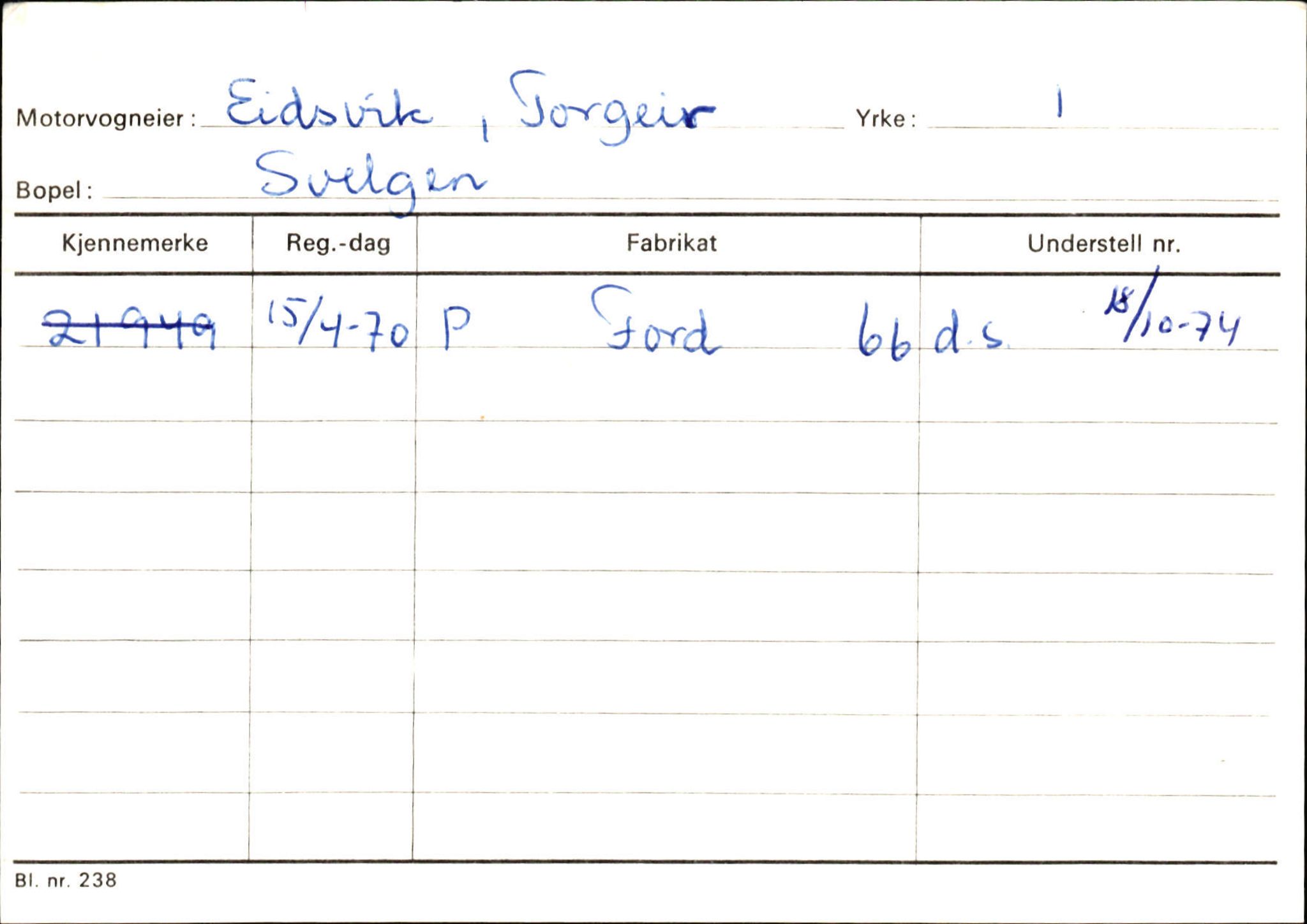 Statens vegvesen, Sogn og Fjordane vegkontor, SAB/A-5301/4/F/L0133: Eigarregister Bremanger A-Å. Gaular A-H, 1945-1975, p. 219