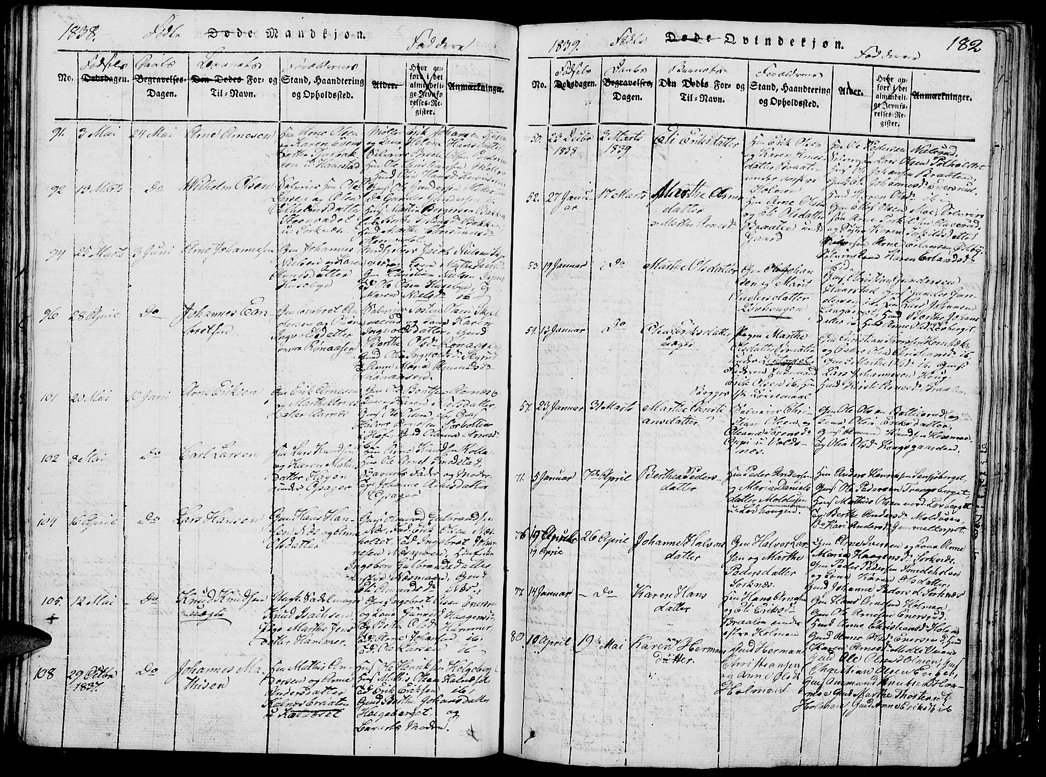 Grue prestekontor, AV/SAH-PREST-036/H/Ha/Hab/L0002: Parish register (copy) no. 2, 1815-1841, p. 182