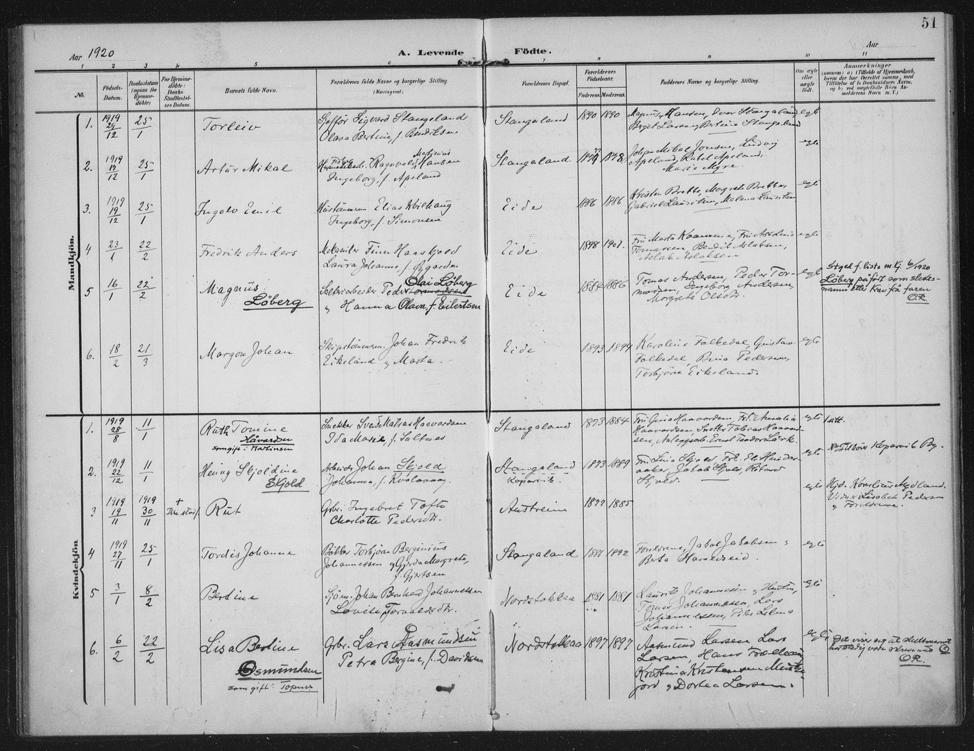 Kopervik sokneprestkontor, AV/SAST-A-101850/H/Ha/Haa/L0003: Parish register (official) no. A 3, 1906-1924, p. 51