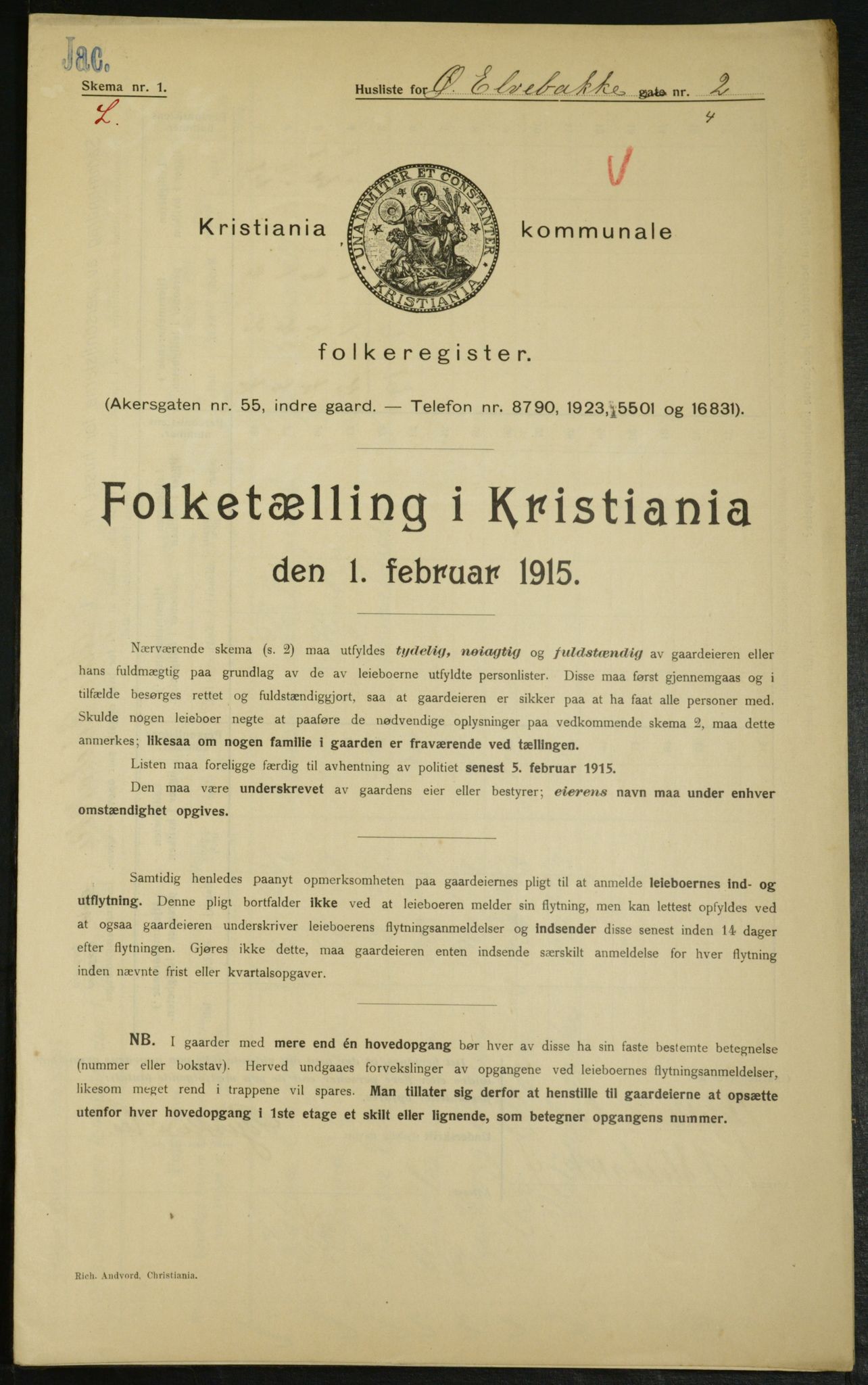 OBA, Municipal Census 1915 for Kristiania, 1915, p. 129984