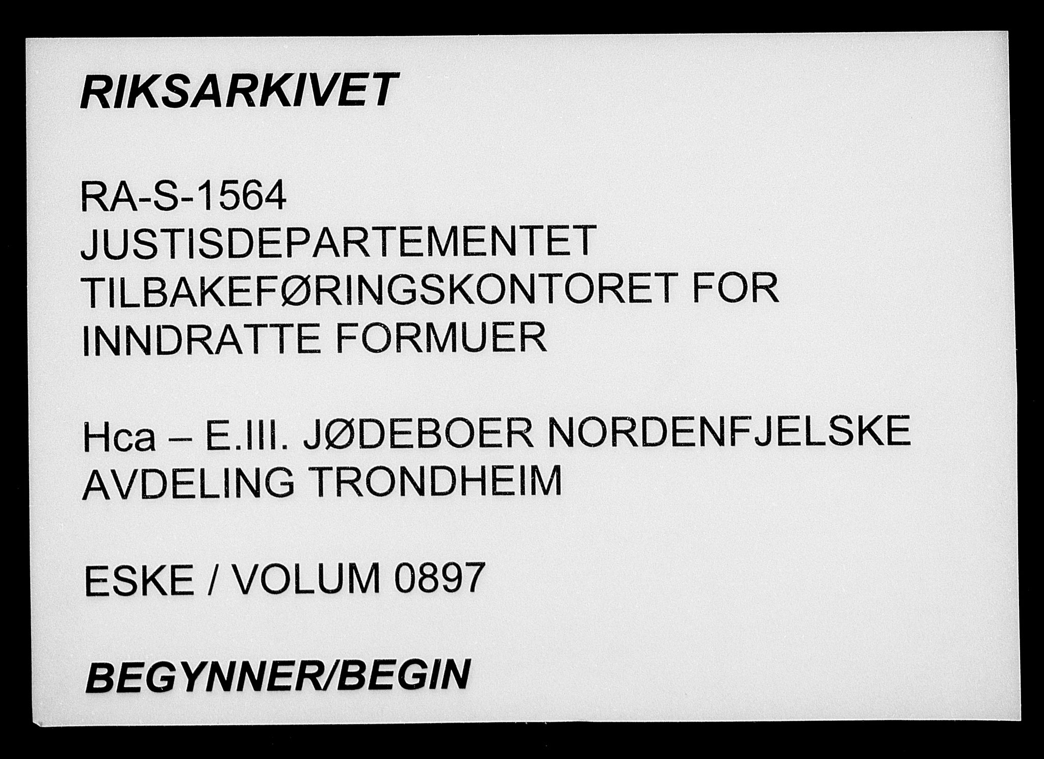 Justisdepartementet, Tilbakeføringskontoret for inndratte formuer, AV/RA-S-1564/H/Hc/Hca/L0897: --, 1945-1947, p. 1