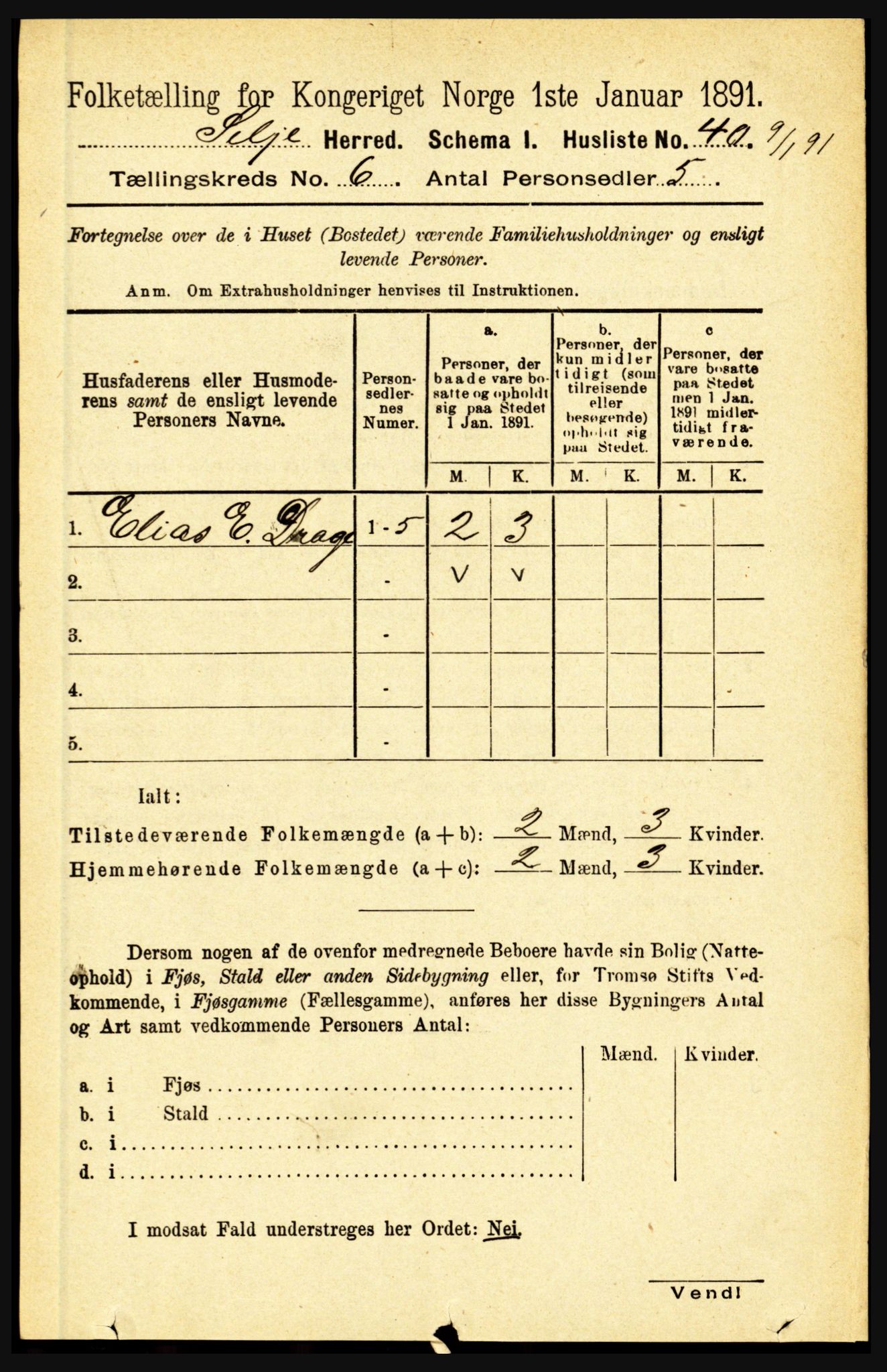 RA, 1891 census for 1441 Selje, 1891, p. 1656