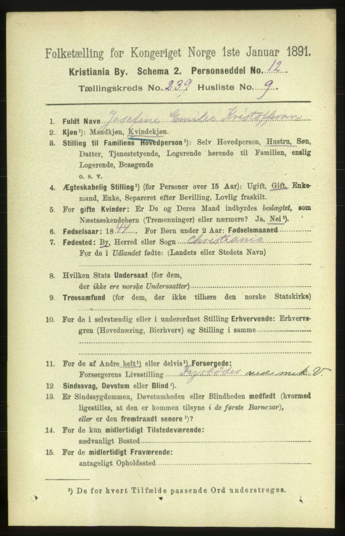 RA, 1891 census for 0301 Kristiania, 1891, p. 145459