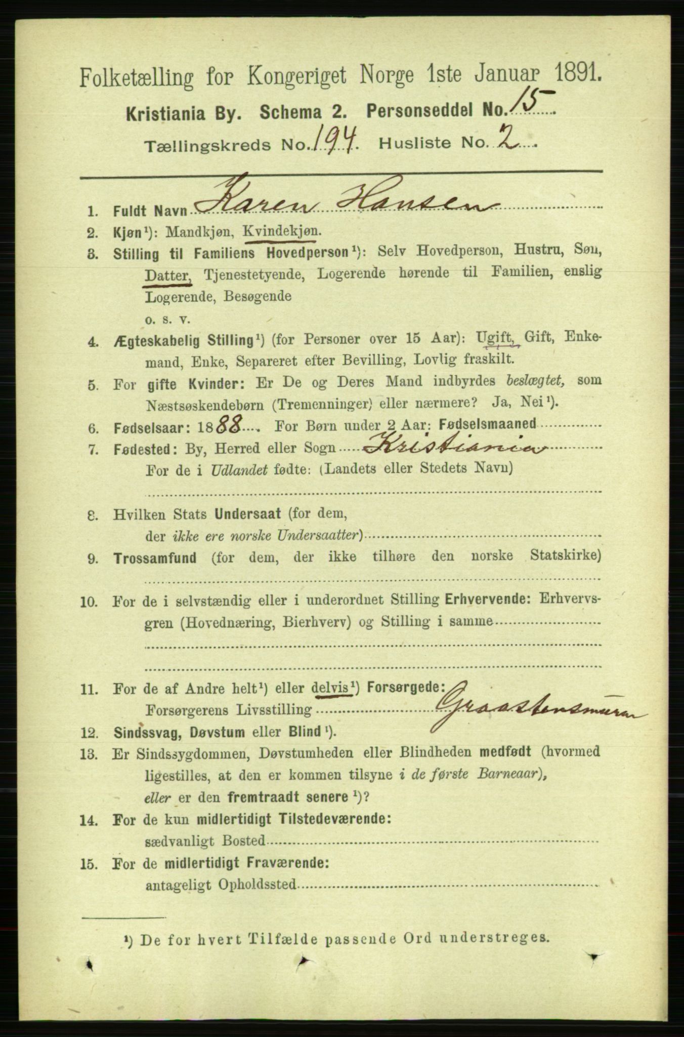 RA, 1891 census for 0301 Kristiania, 1891, p. 116929