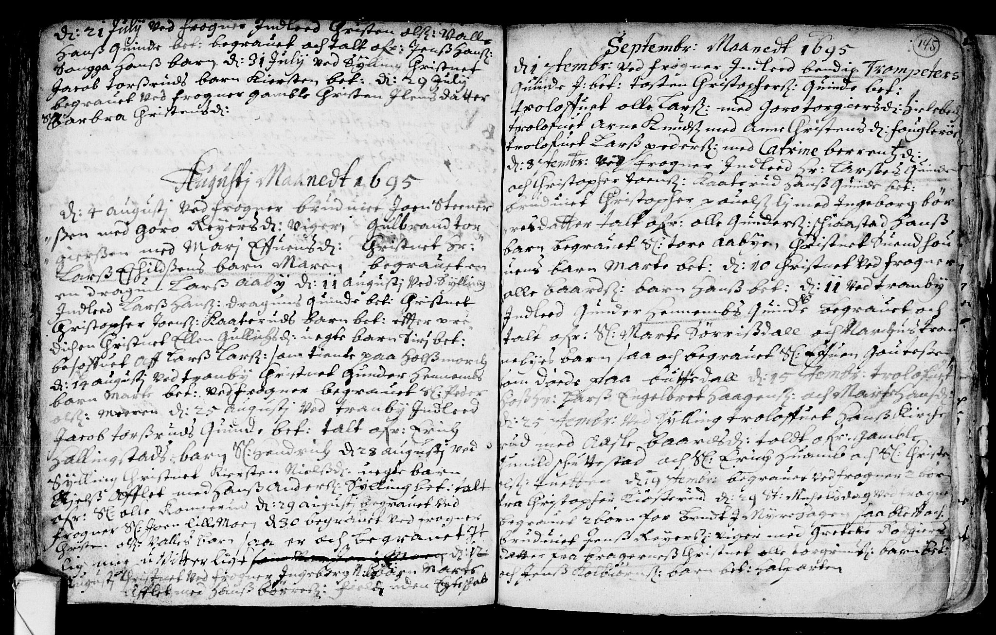 Lier kirkebøker, SAKO/A-230/F/Fa/L0001: Parish register (official) no. I 1, 1672-1701, p. 145