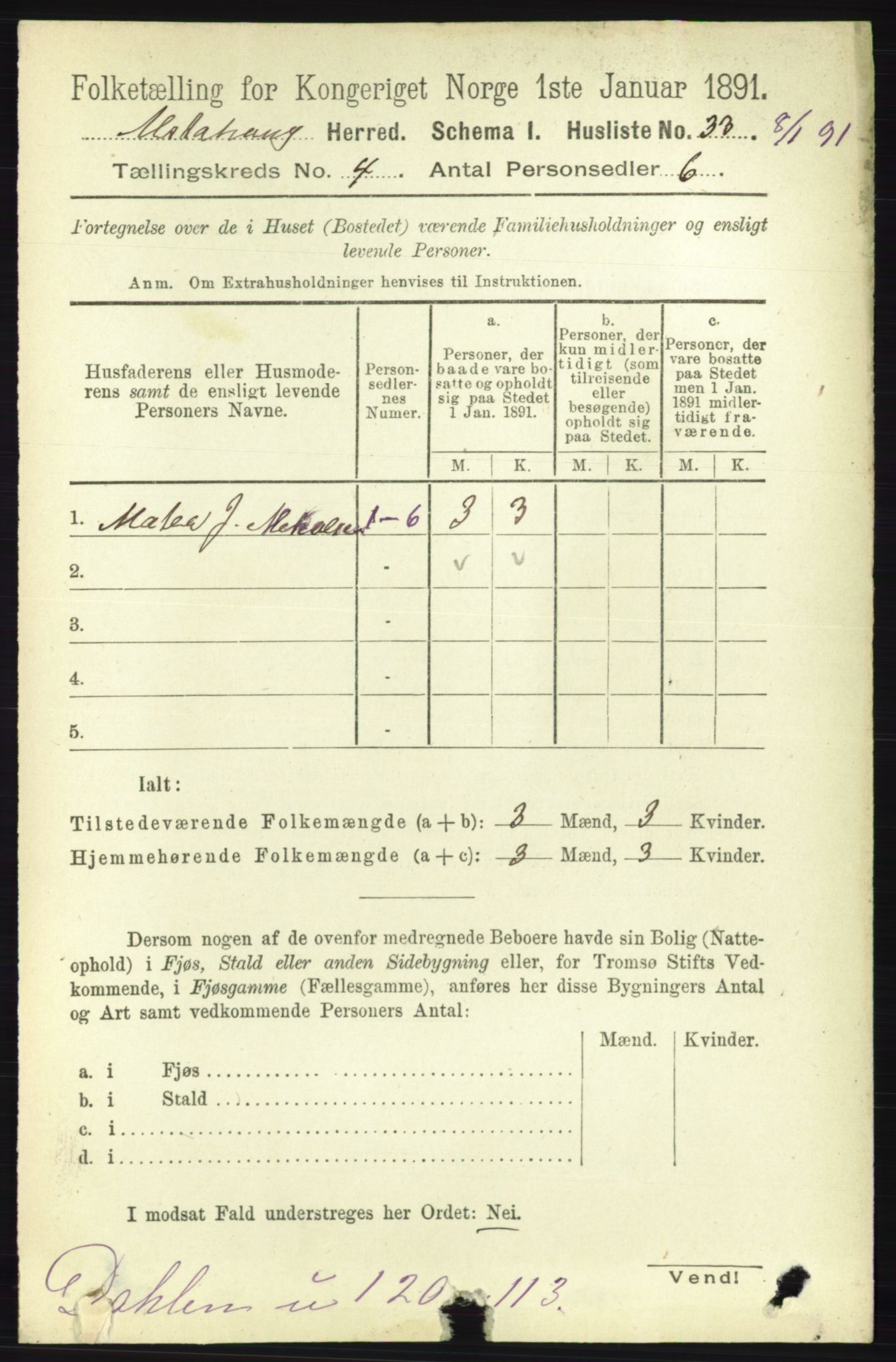 RA, 1891 census for 1820 Alstahaug, 1891, p. 1494