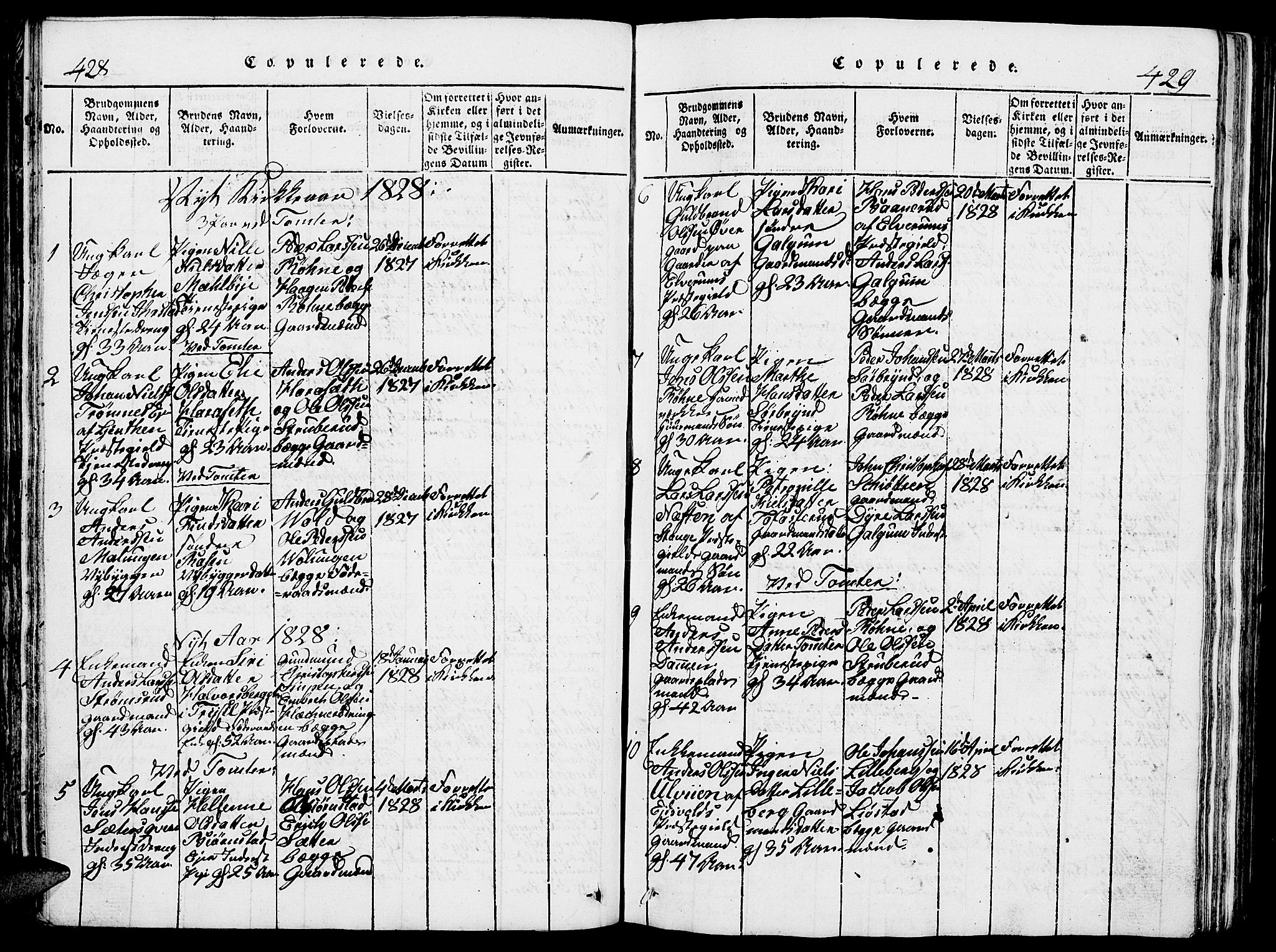 Romedal prestekontor, SAH/PREST-004/L/L0005: Parish register (copy) no. 5, 1814-1829, p. 428-429