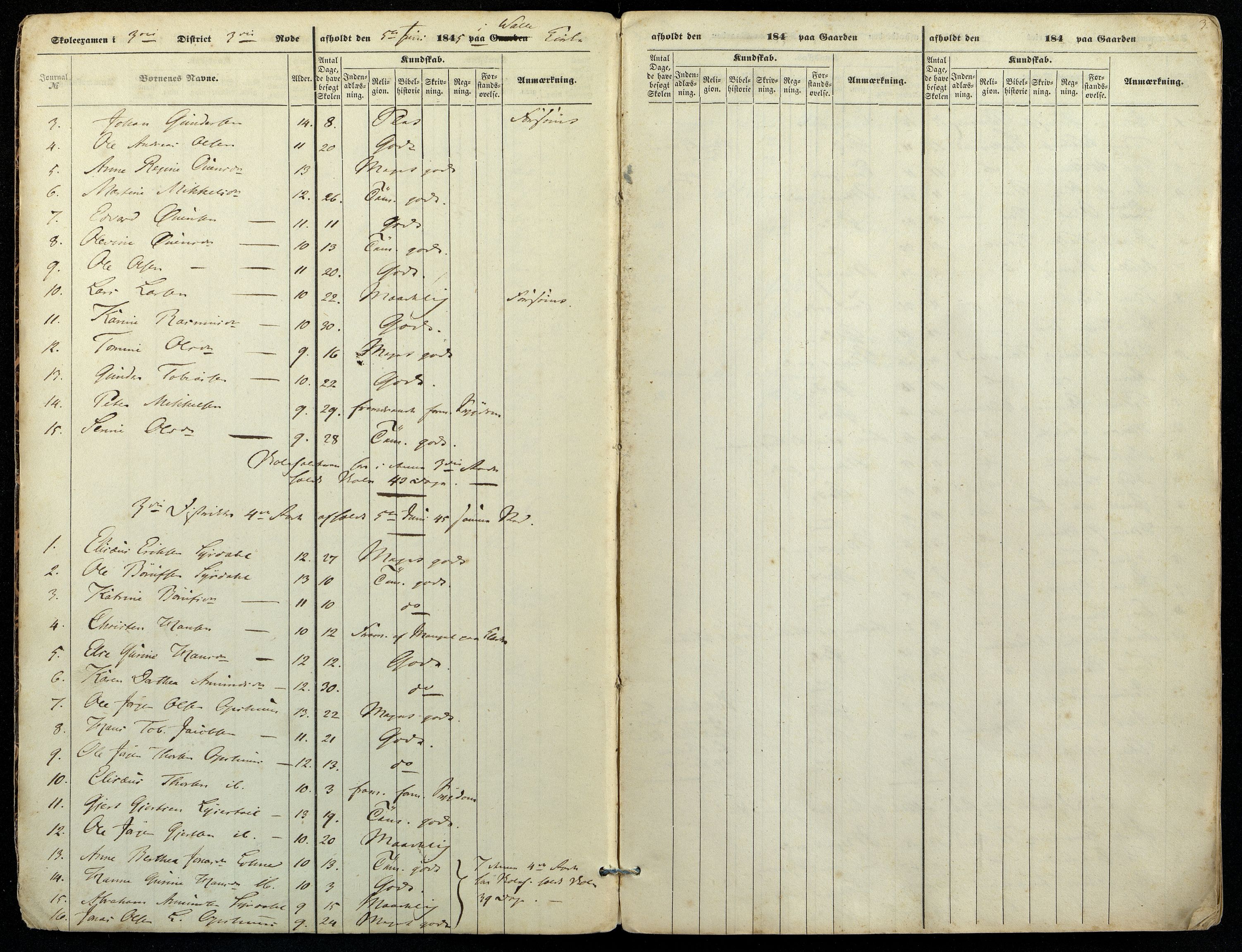 Sør-Audnedal kommune - Skolestyret, ARKSOR/1029SØ510/G/L0001: Eksamensprotokoll (d), 1845-1855