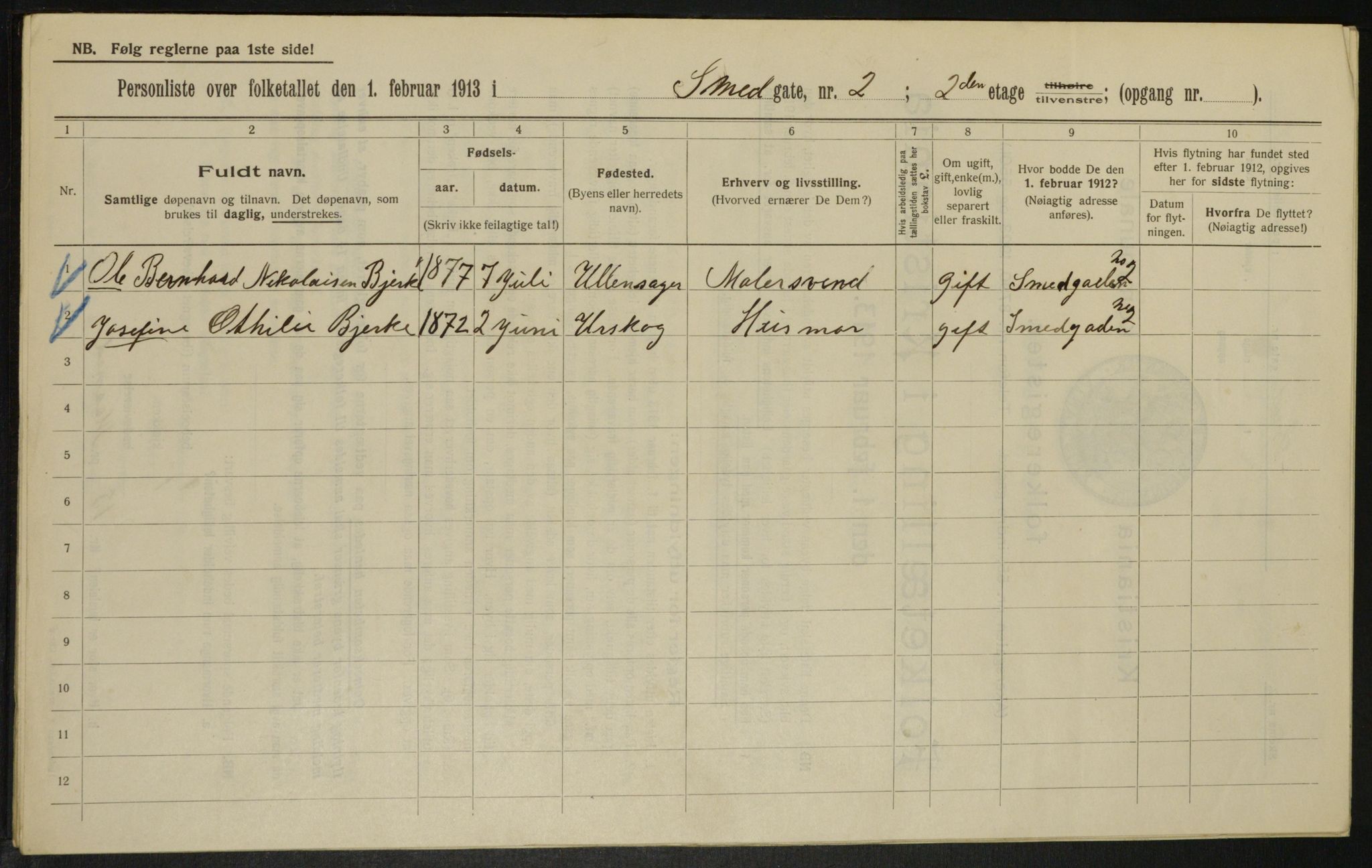 OBA, Municipal Census 1913 for Kristiania, 1913, p. 97125