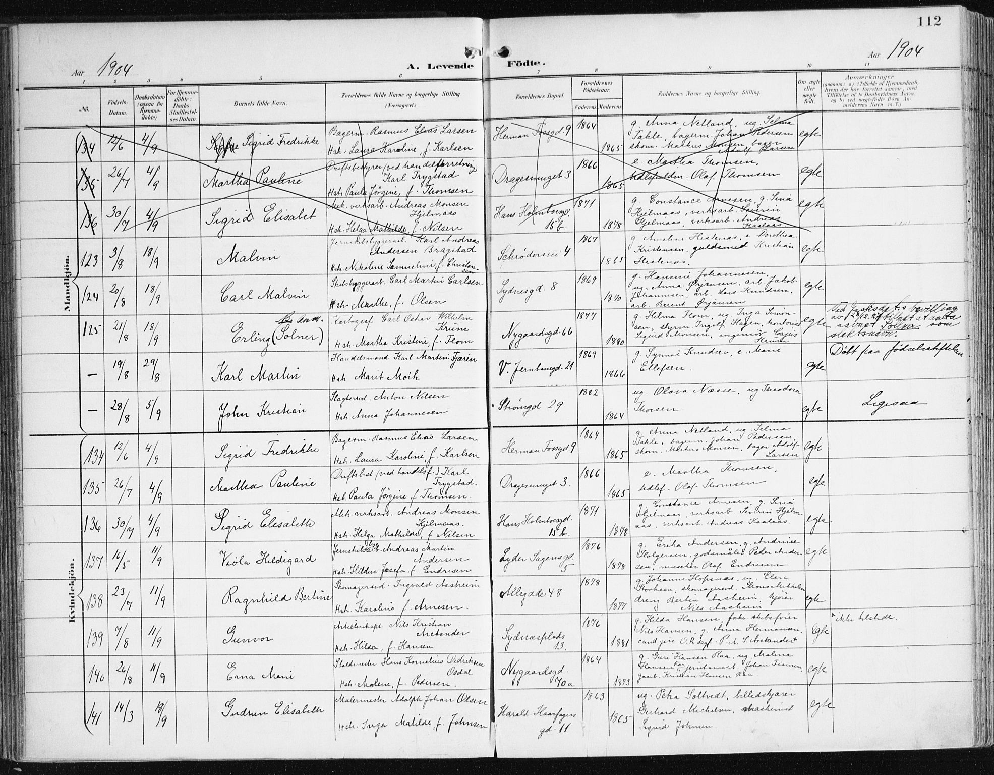 Johanneskirken sokneprestembete, AV/SAB-A-76001/H/Haa/L0002: Parish register (official) no. A 2, 1900-1912, p. 112