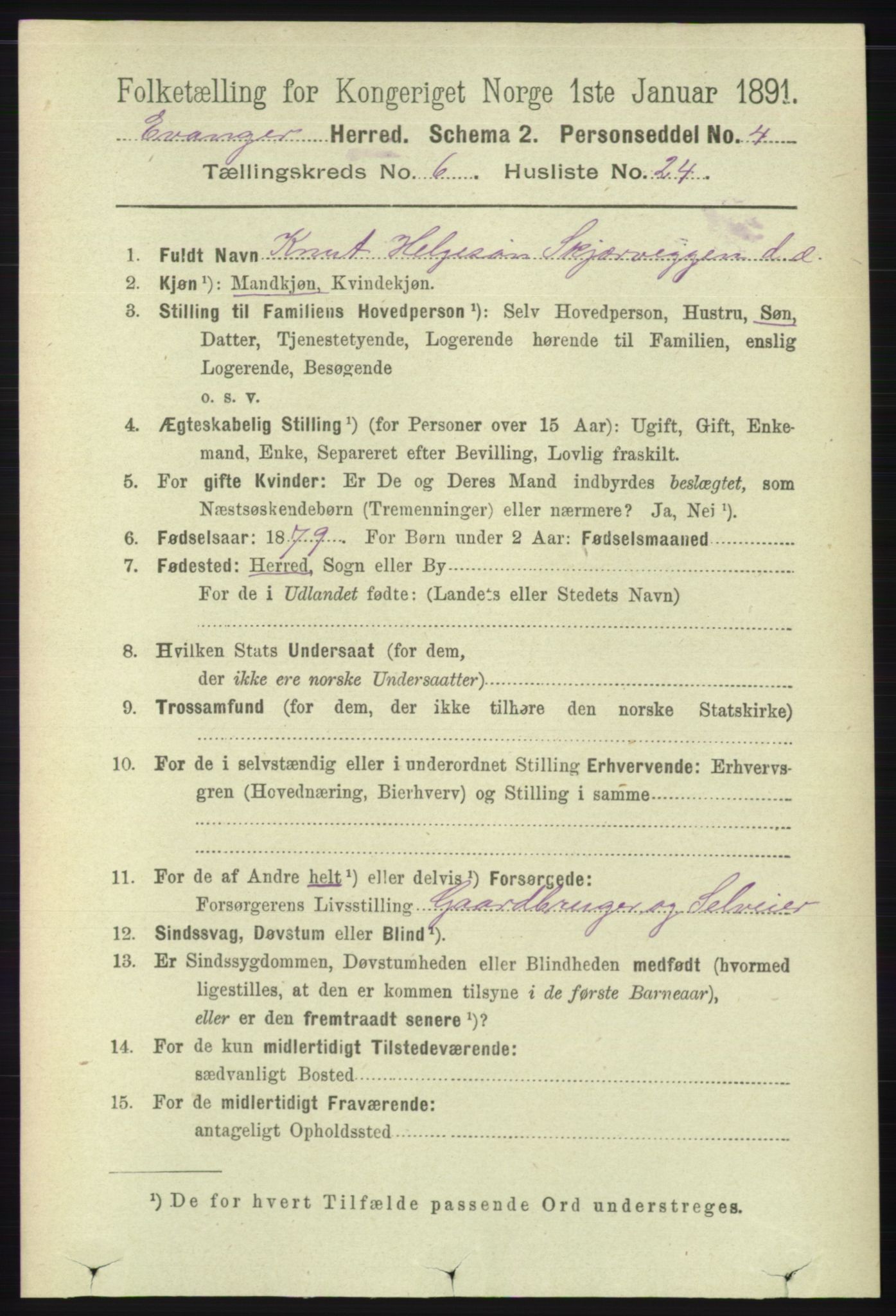 RA, 1891 census for 1237 Evanger, 1891, p. 1757