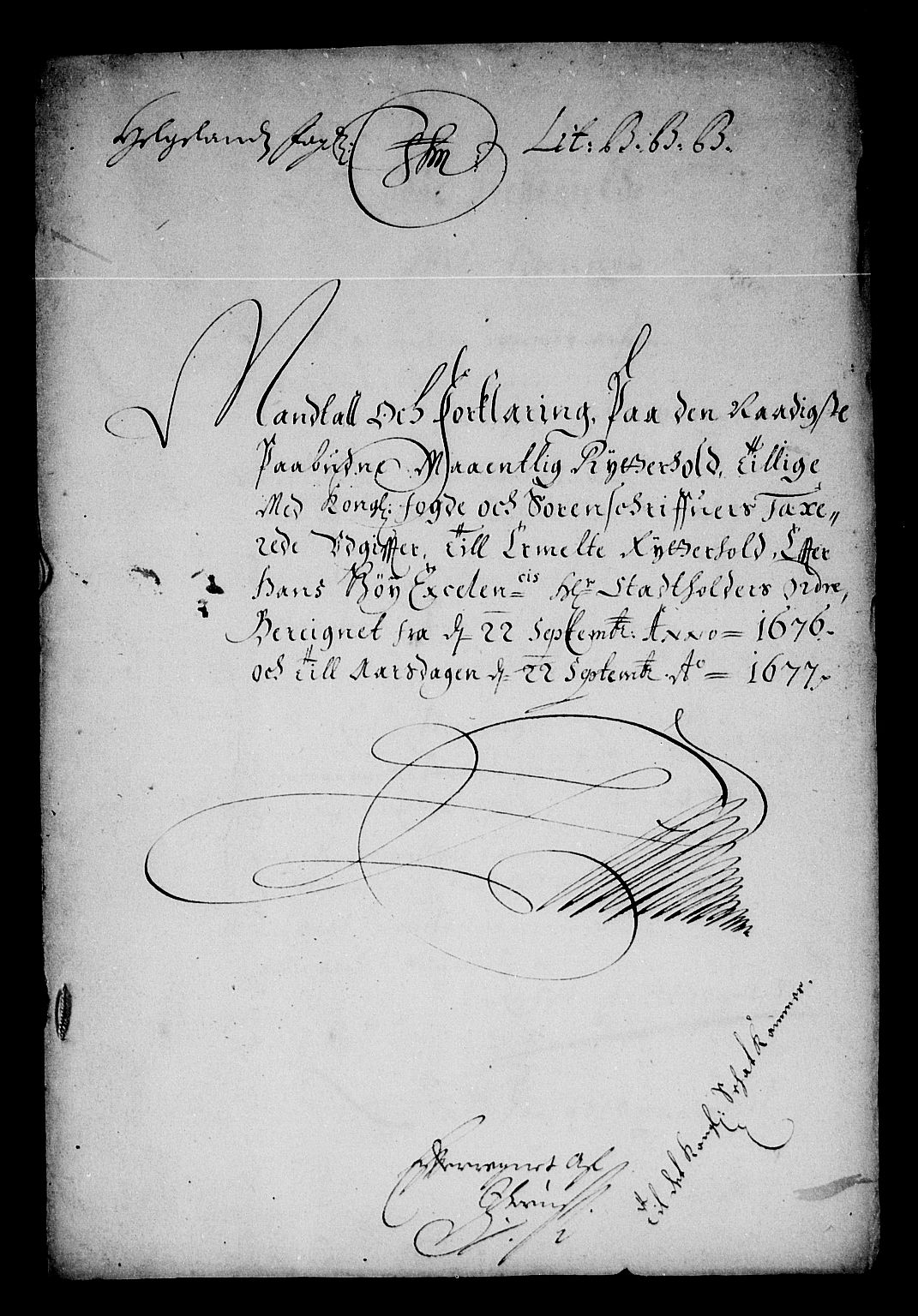 Rentekammeret inntil 1814, Reviderte regnskaper, Stiftamtstueregnskaper, Trondheim stiftamt og Nordland amt, RA/EA-6044/R/Re/L0049: Trondheim stiftamt og Nordland amt, 1677