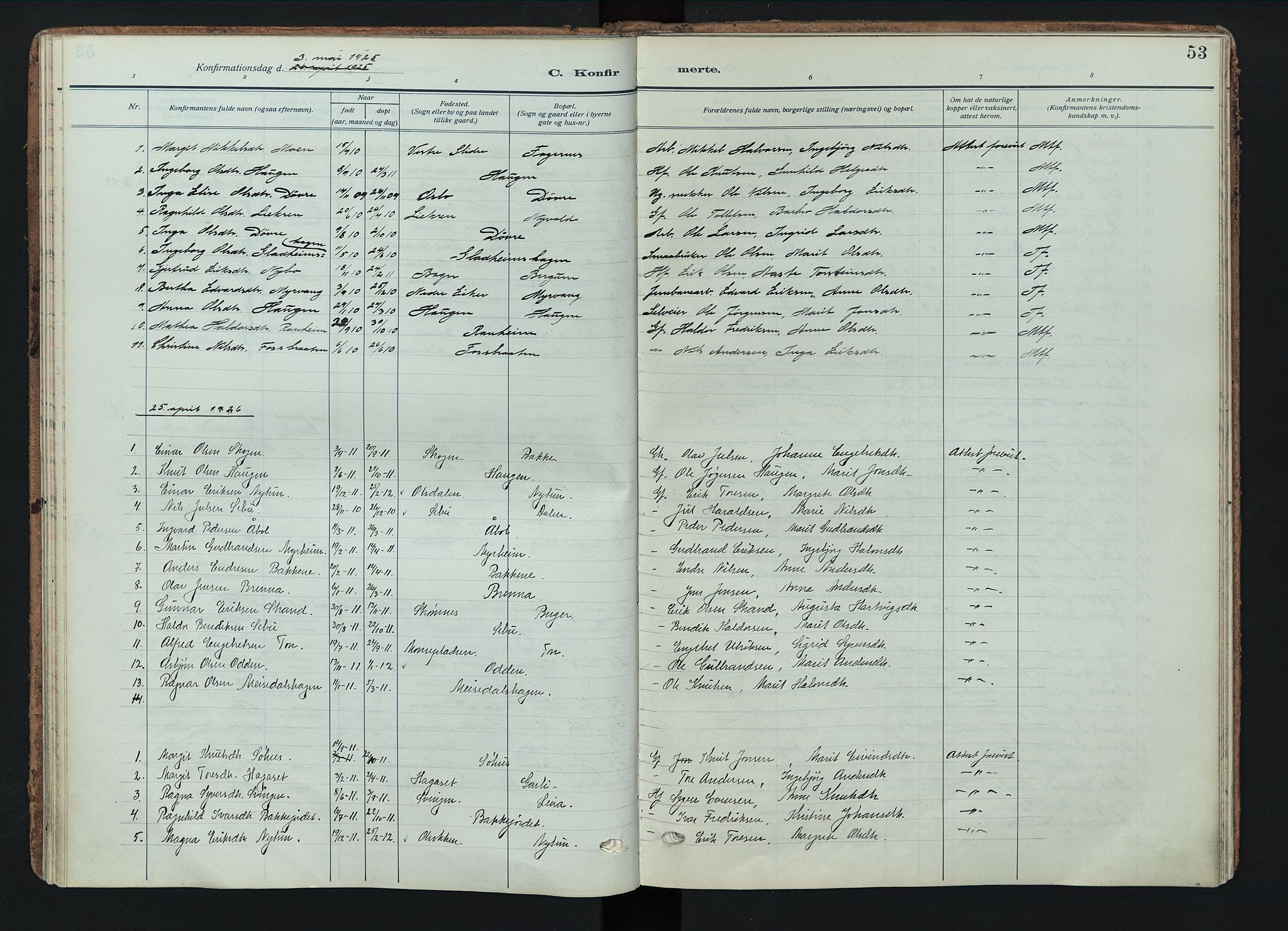 Nord-Aurdal prestekontor, AV/SAH-PREST-132/H/Ha/Haa/L0018: Parish register (official) no. 18, 1915-1935, p. 53