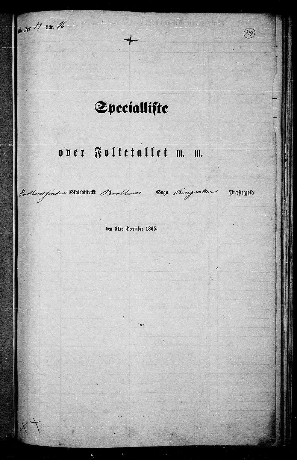 RA, 1865 census for Ringsaker, 1865, p. 434