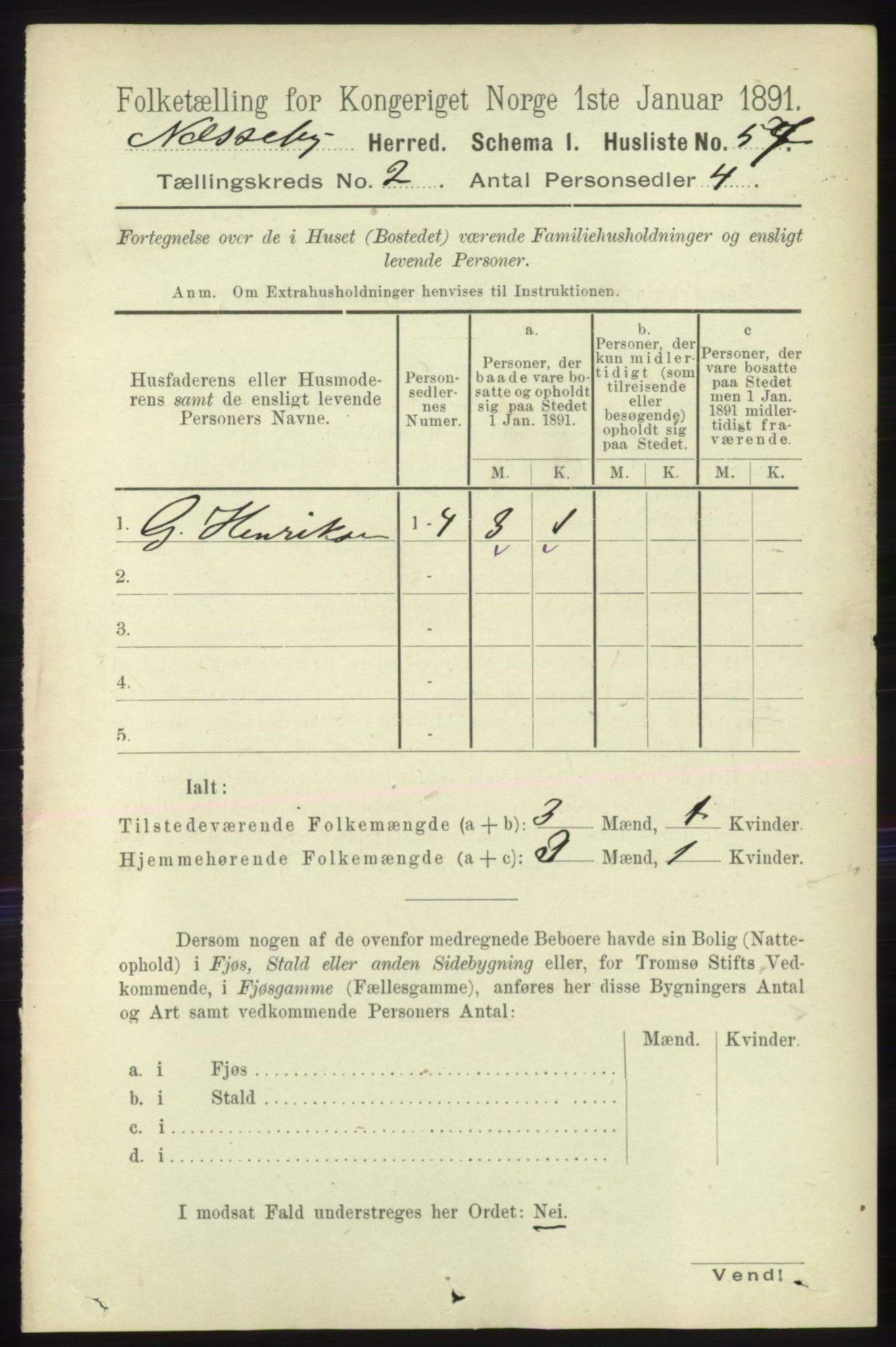 RA, 1891 census for 2027 Nesseby, 1891, p. 633