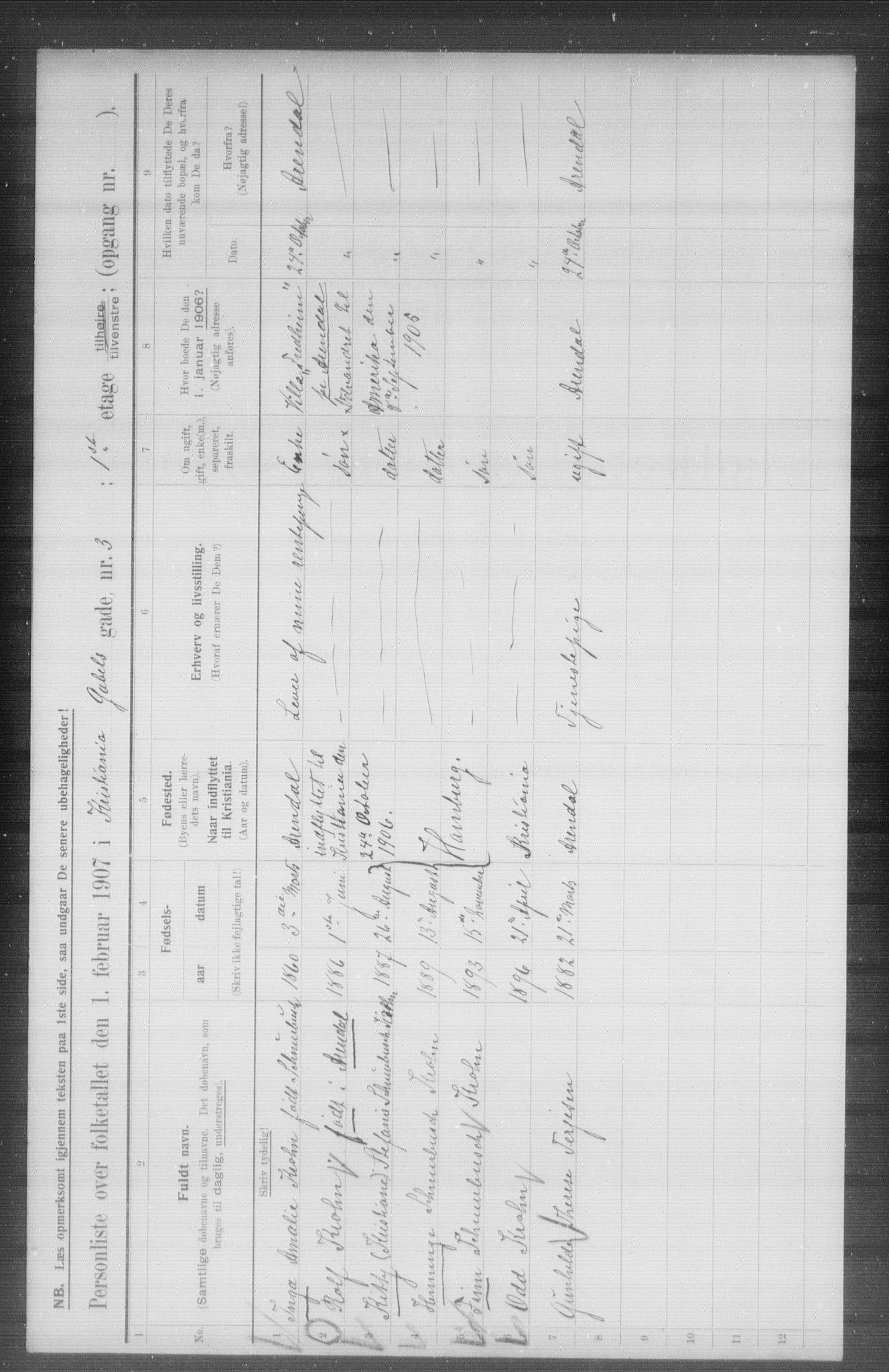 OBA, Municipal Census 1907 for Kristiania, 1907, p. 14496