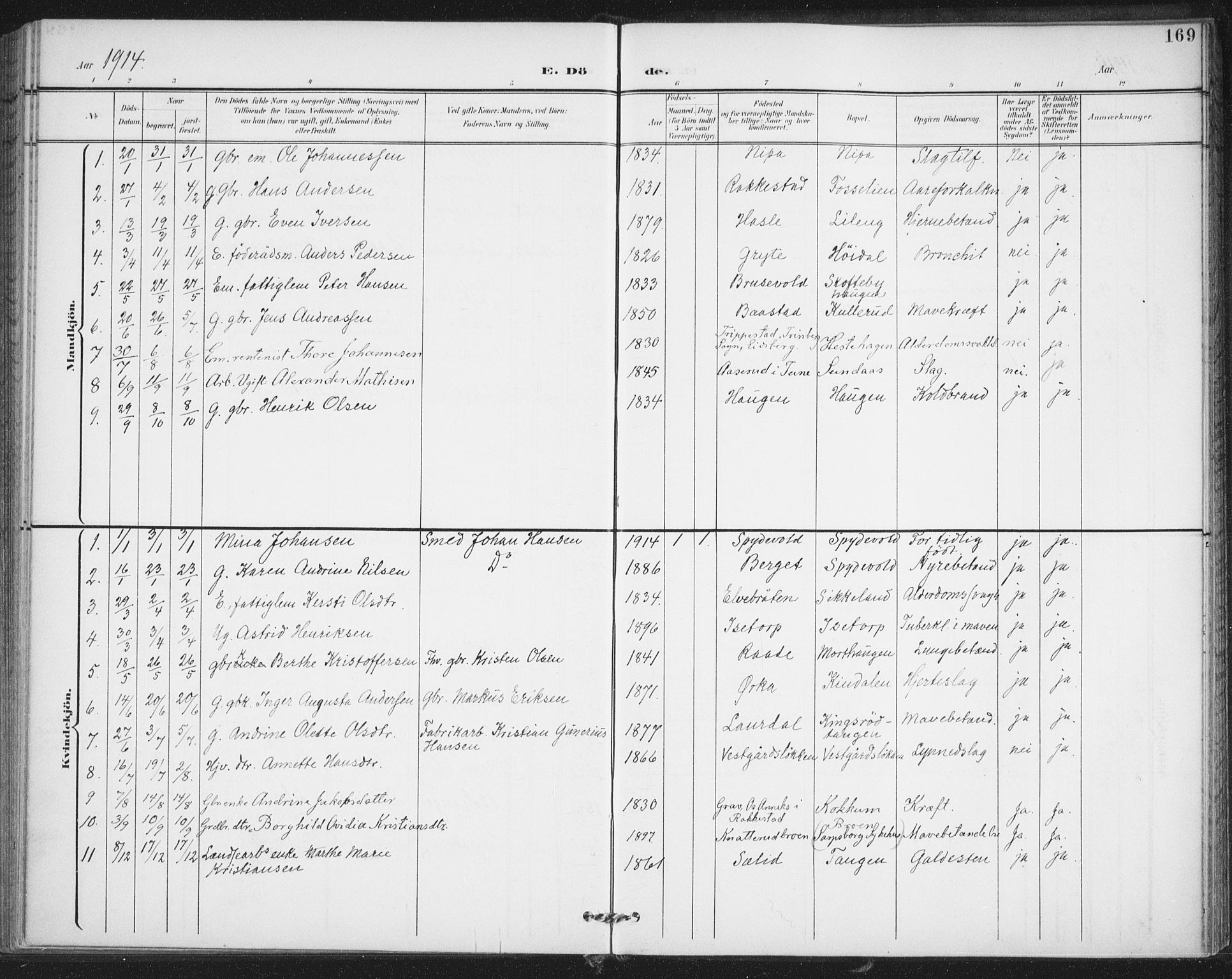 Varteig prestekontor Kirkebøker, SAO/A-10447a/F/Fa/L0003: Parish register (official) no. 3, 1899-1919, p. 169
