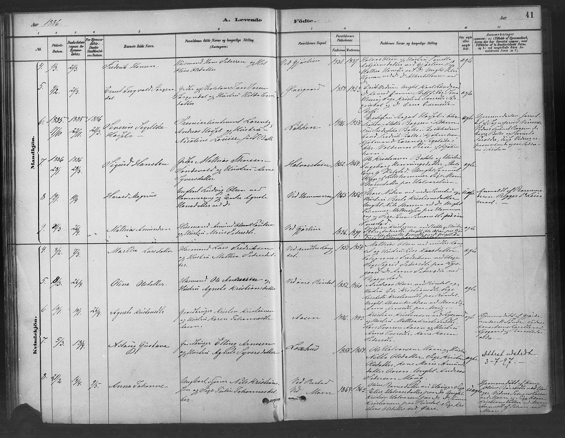 Fåberg prestekontor, SAH/PREST-086/H/Ha/Haa/L0009: Parish register (official) no. 9, 1879-1898, p. 41
