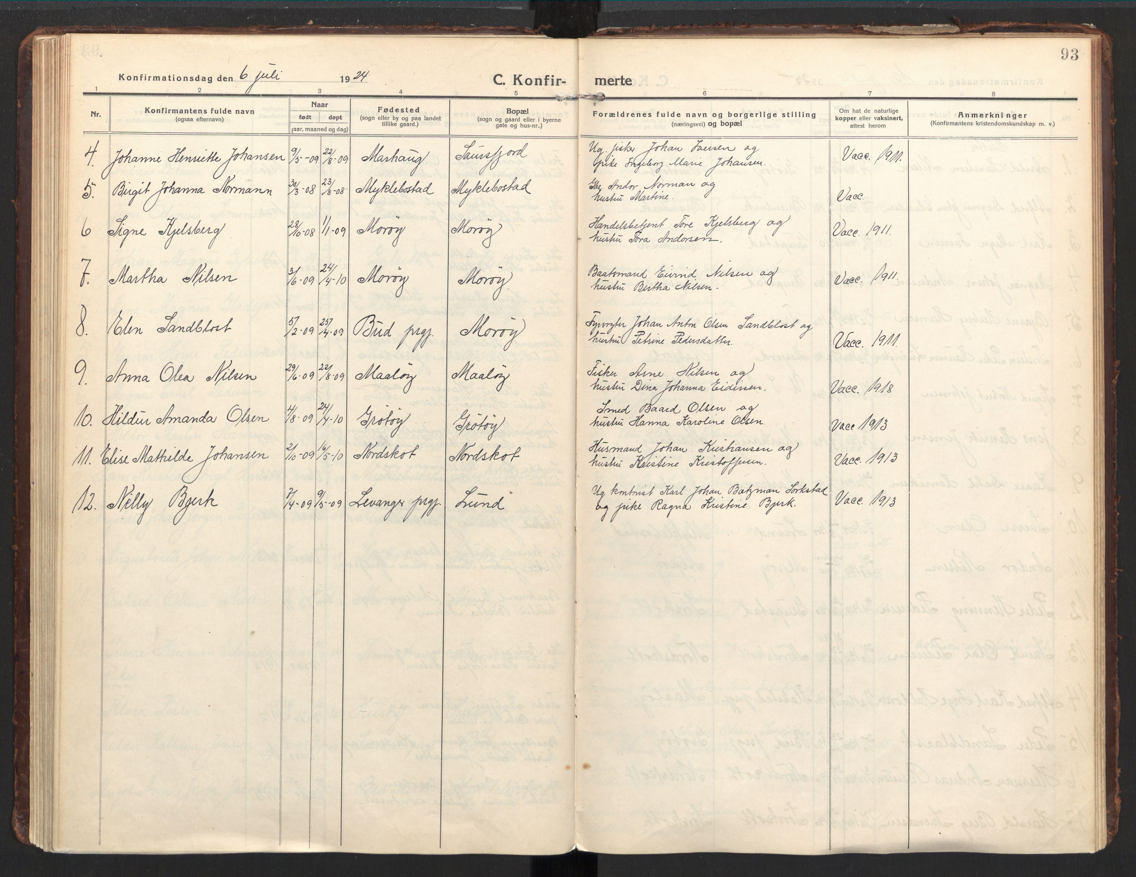 Ministerialprotokoller, klokkerbøker og fødselsregistre - Nordland, SAT/A-1459/857/L0824: Parish register (official) no. 857A04, 1917-1943, p. 93