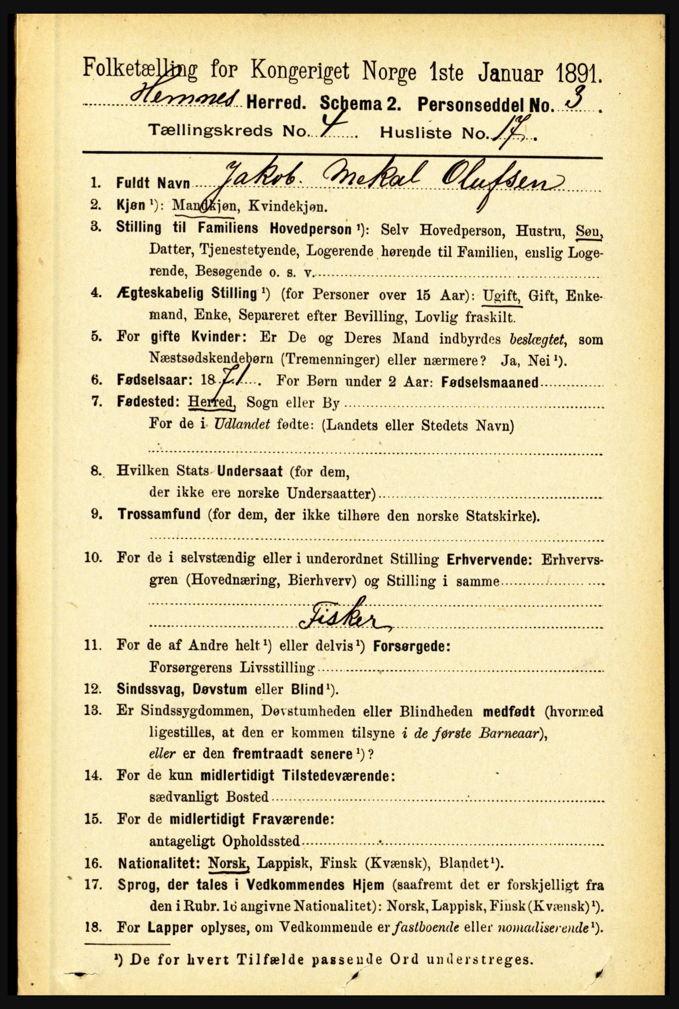 RA, 1891 census for 1832 Hemnes, 1891, p. 2359