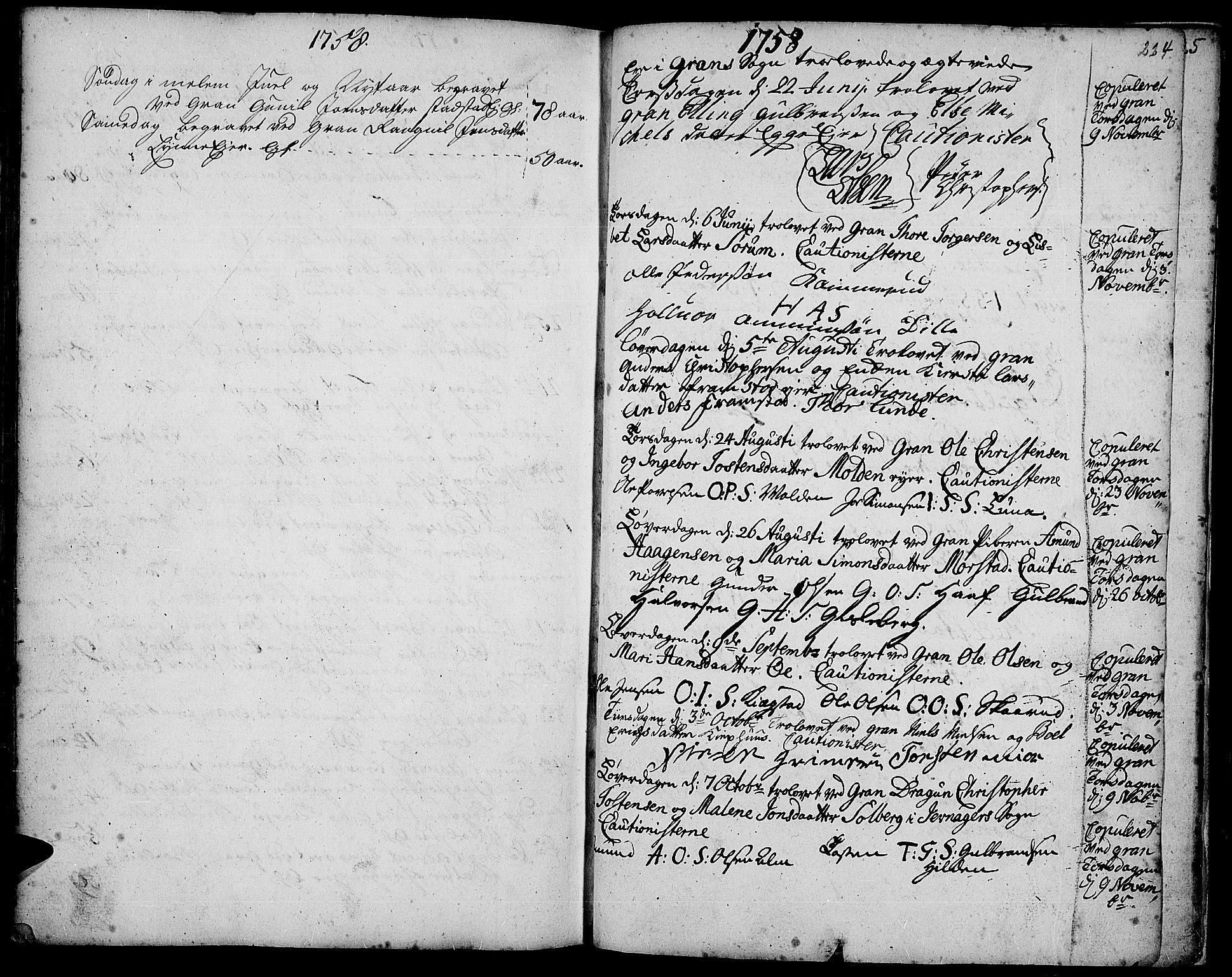Gran prestekontor, SAH/PREST-112/H/Ha/Haa/L0003: Parish register (official) no. 3, 1745-1758, p. 224