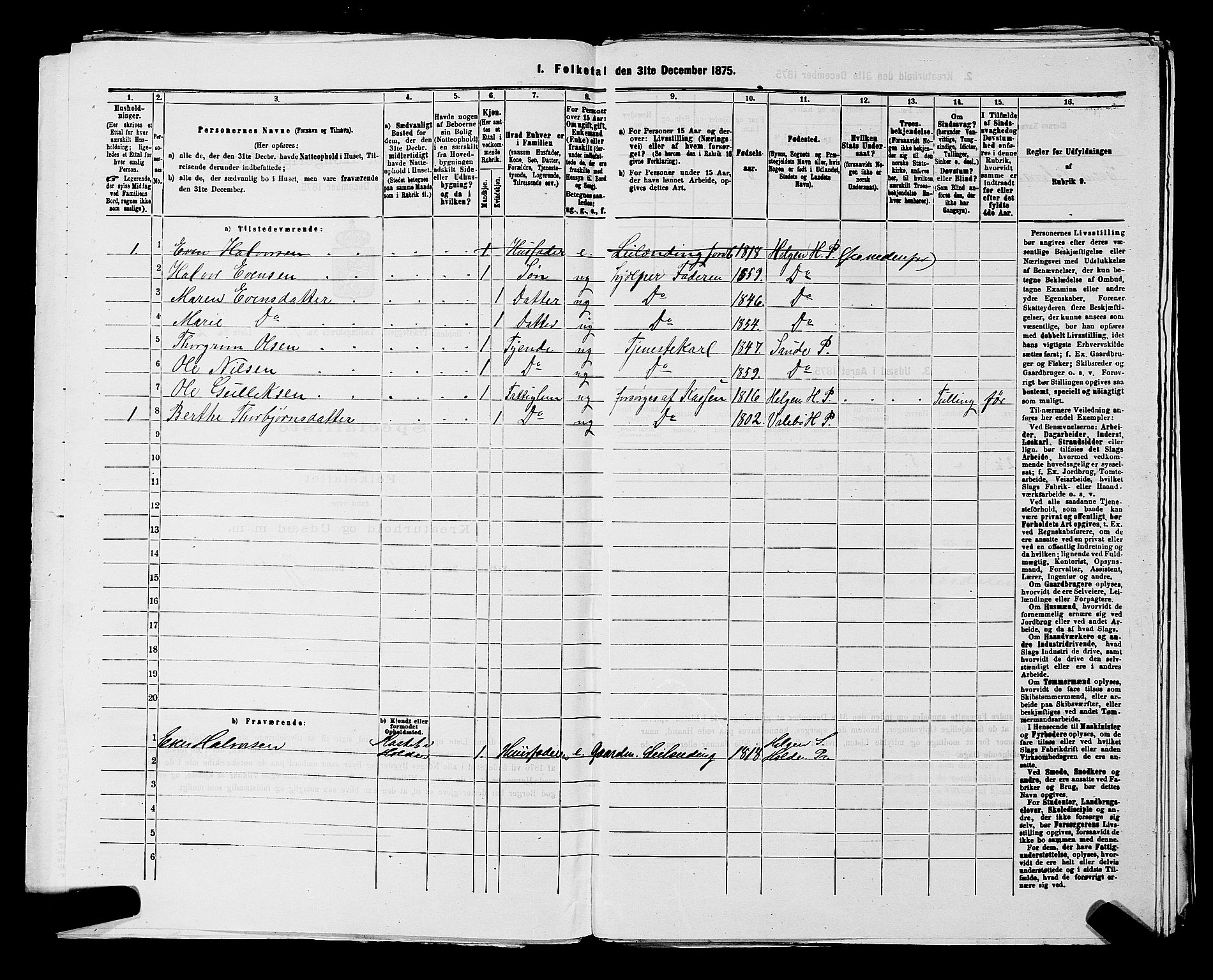 SAKO, 1875 census for 0819P Holla, 1875, p. 854