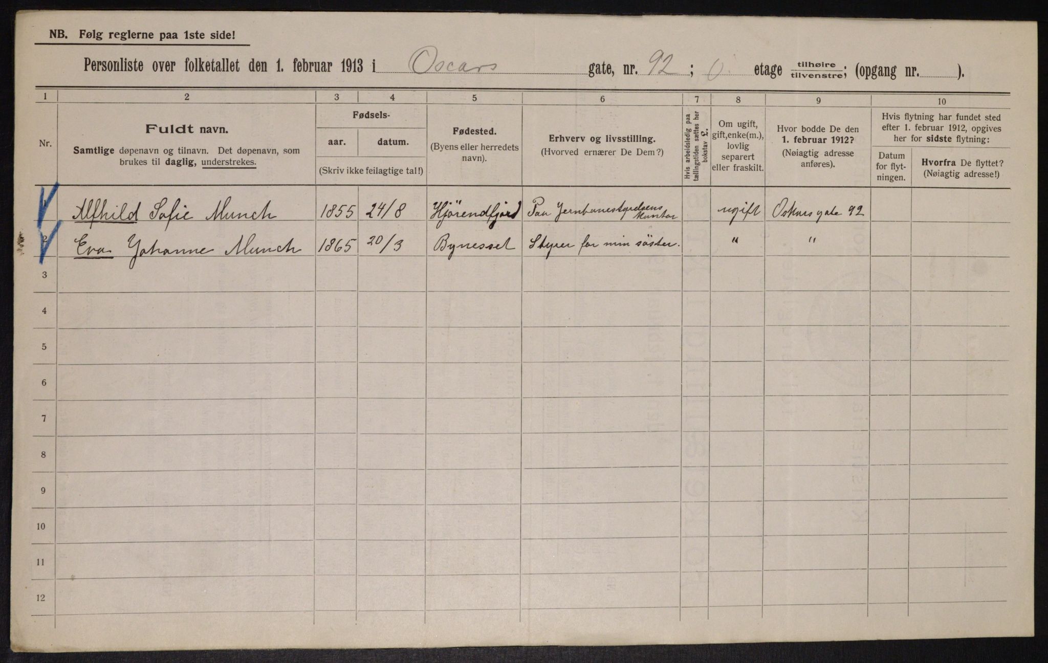 OBA, Municipal Census 1913 for Kristiania, 1913, p. 77090