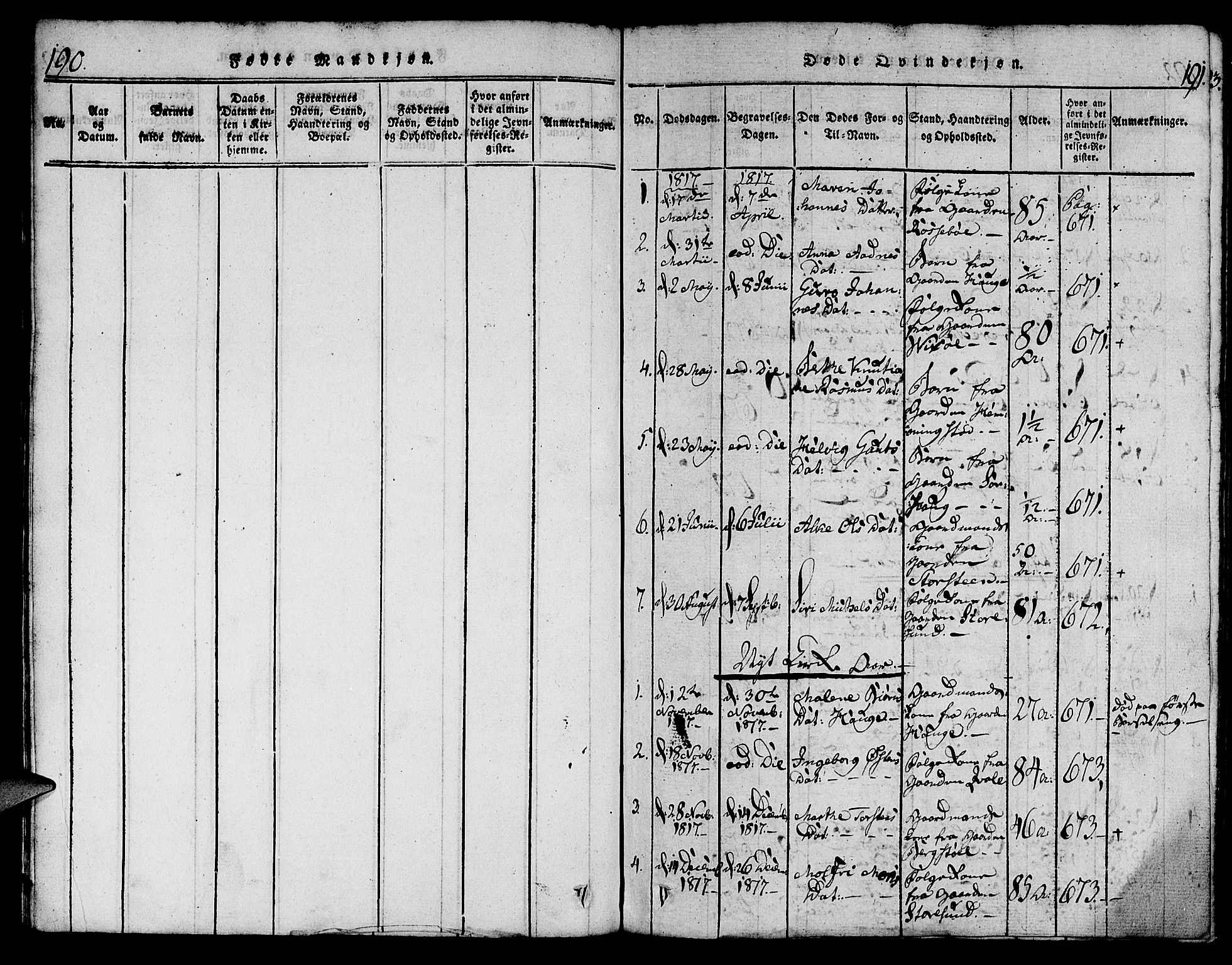 Torvastad sokneprestkontor, SAST/A -101857/H/Ha/Haa/L0004: Parish register (official) no. A 4, 1817-1836, p. 190-191
