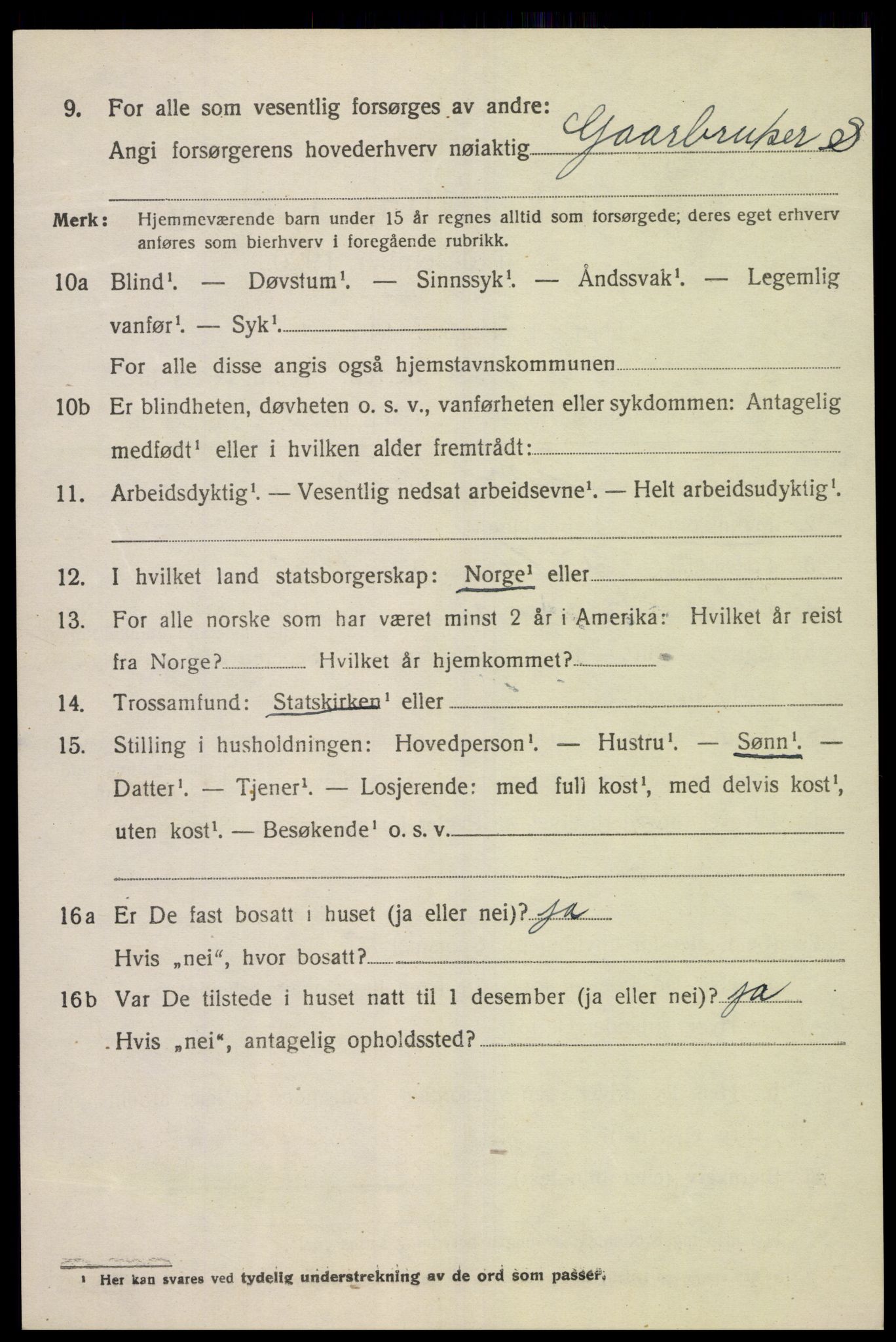 SAK, 1920 census for Lyngdal, 1920, p. 5342