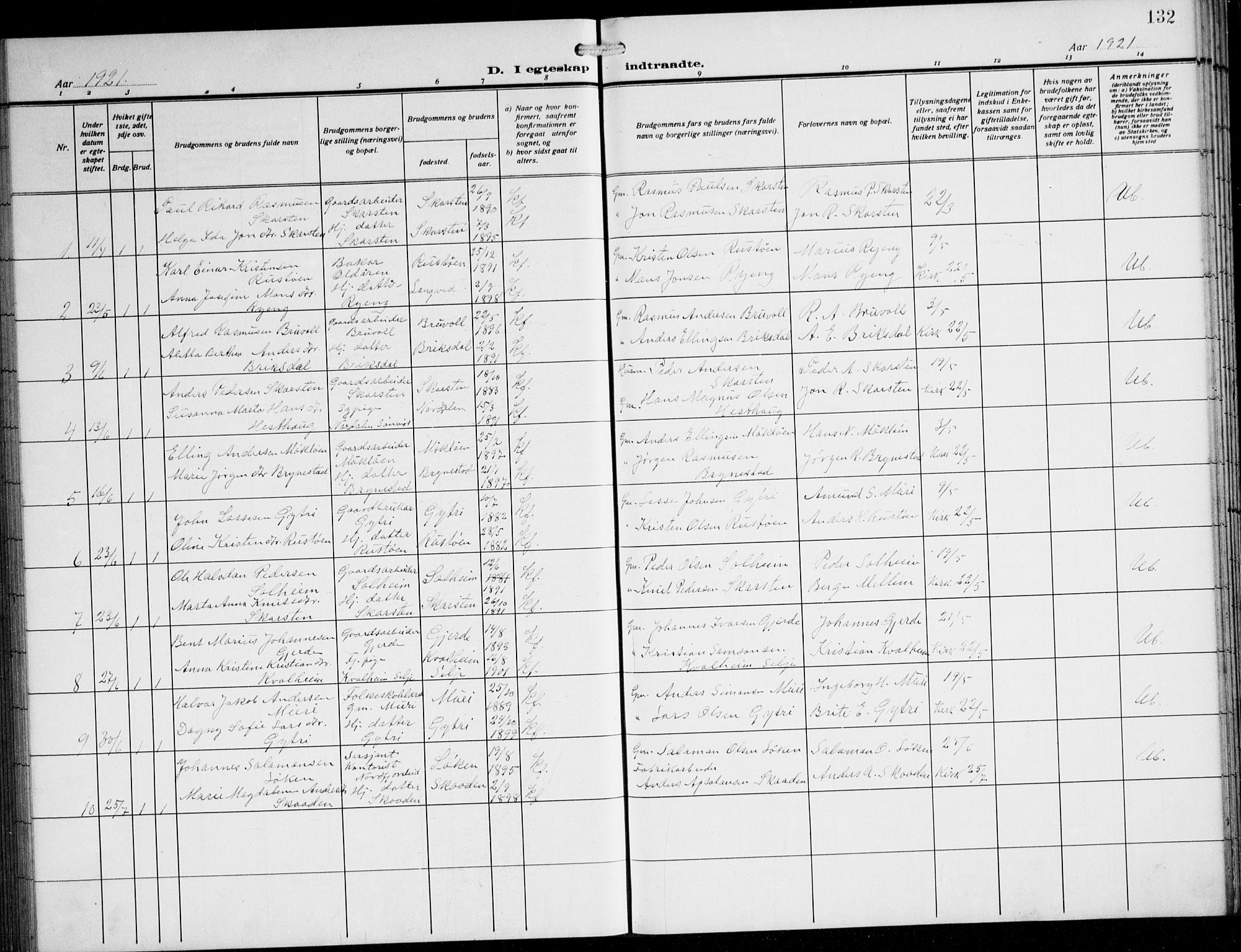 Innvik sokneprestembete, AV/SAB-A-80501: Parish register (copy) no. B 5, 1915-1943, p. 132