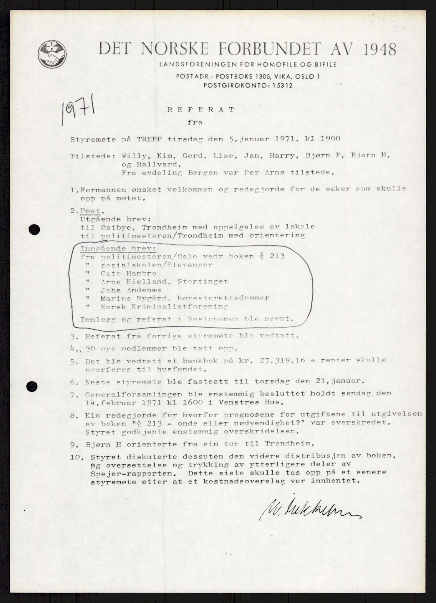 Det Norske Forbundet av 1948/Landsforeningen for Lesbisk og Homofil Frigjøring, AV/RA-PA-1216/A/Ag/L0003: Tillitsvalgte og medlemmer, 1952-1992, p. 489