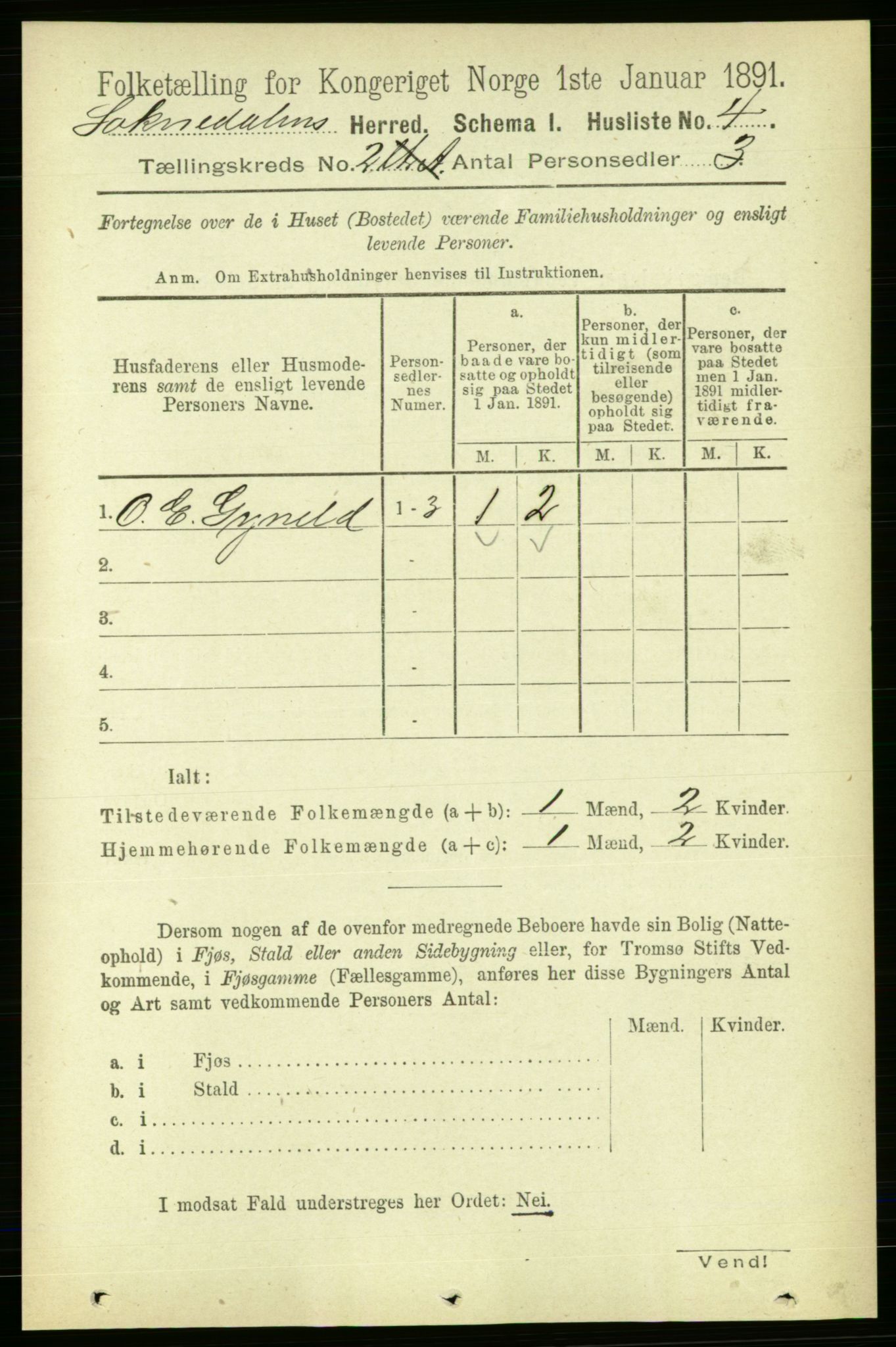 RA, 1891 census for 1649 Soknedal, 1891, p. 428