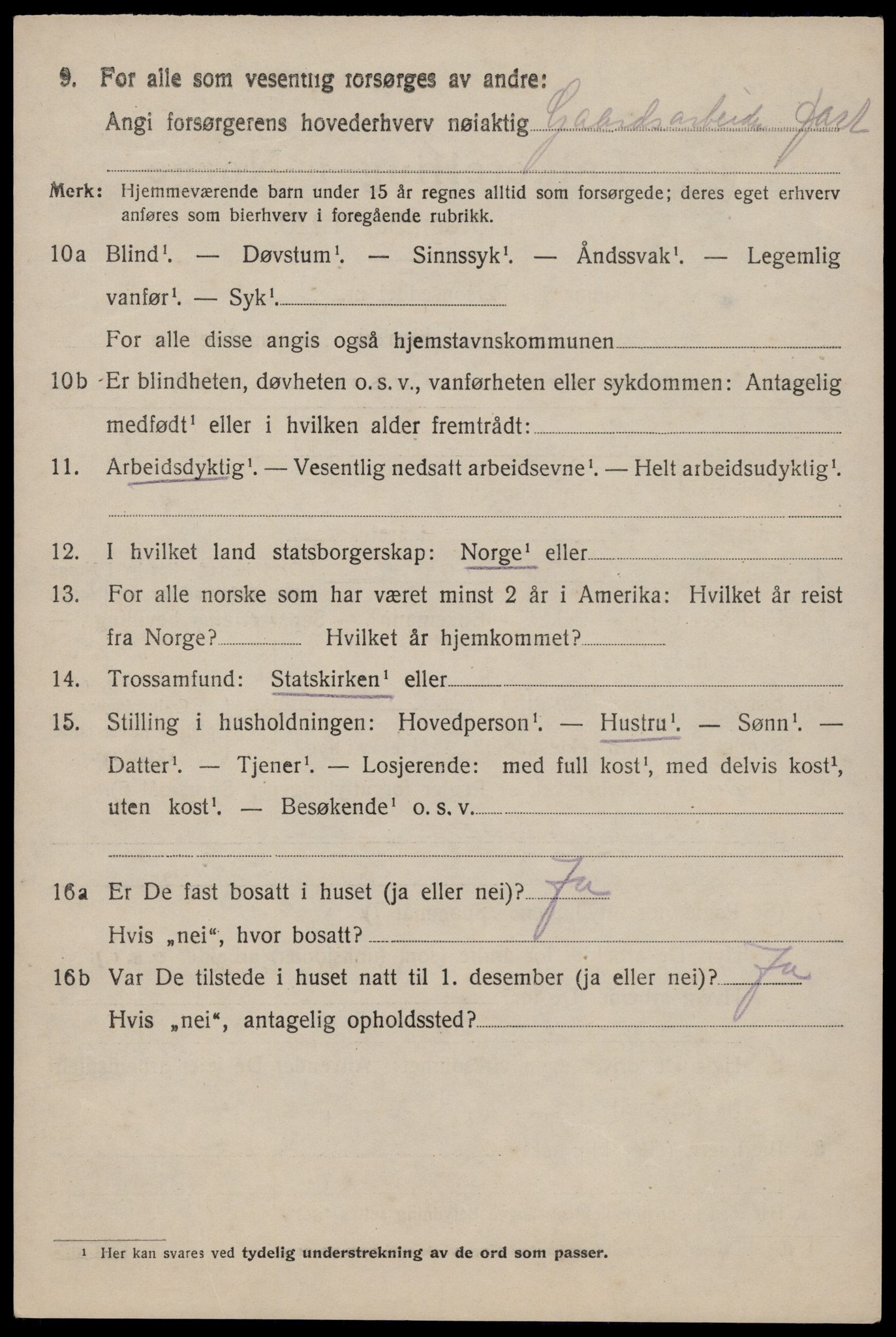 SAST, 1920 census for Bjerkreim, 1920, p. 1609