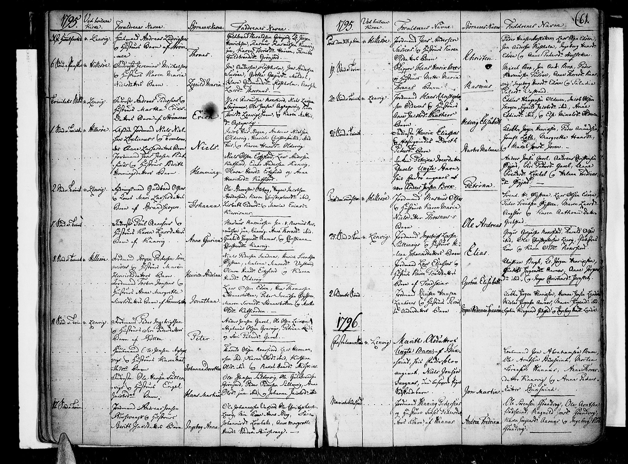 Lenvik sokneprestembete, SATØ/S-1310/H/Ha/Haa/L0002kirke: Parish register (official) no. 2, 1784-1820, p. 61