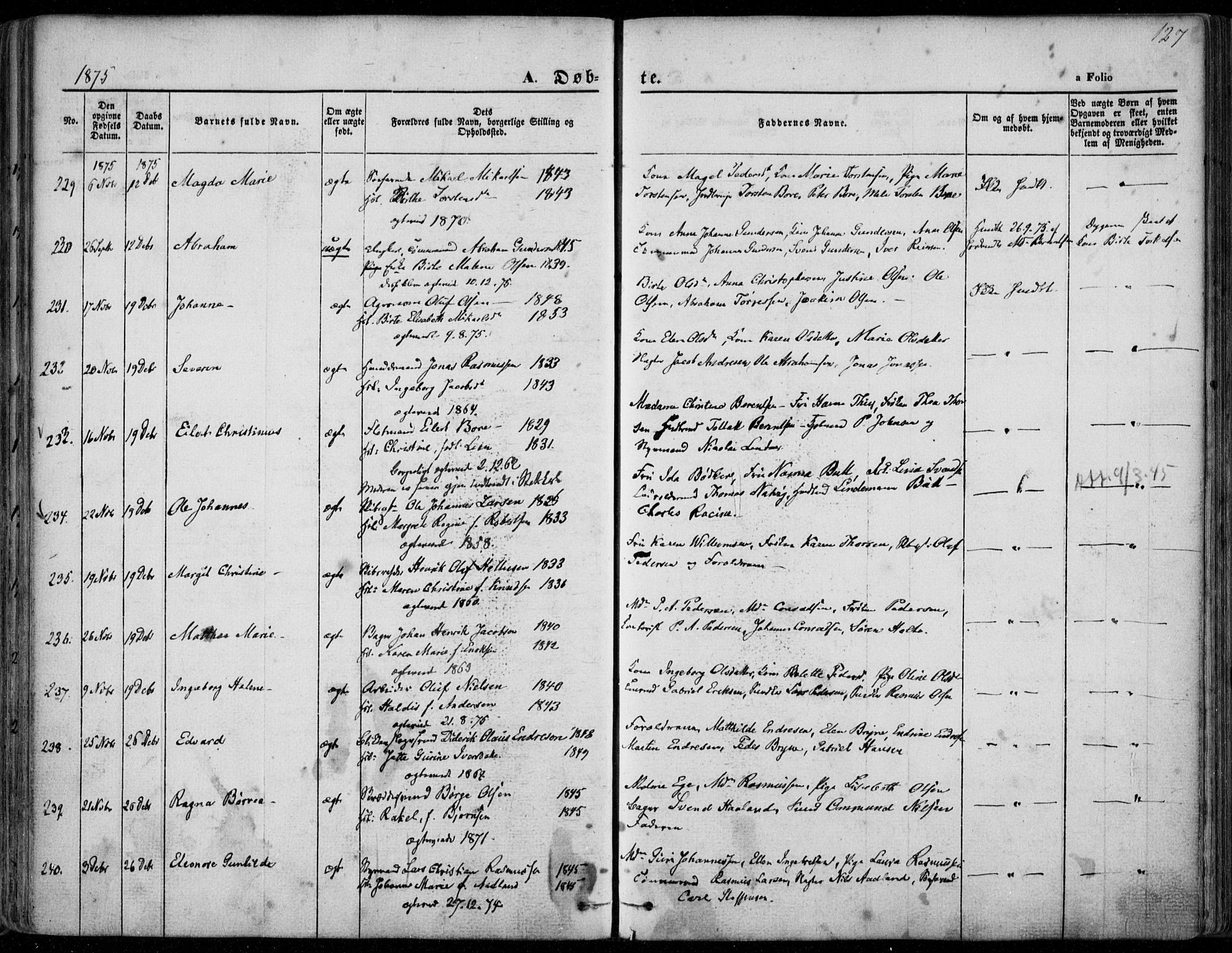 Domkirken sokneprestkontor, AV/SAST-A-101812/001/30/30BA/L0022: Parish register (official) no. A 21, 1868-1877, p. 127