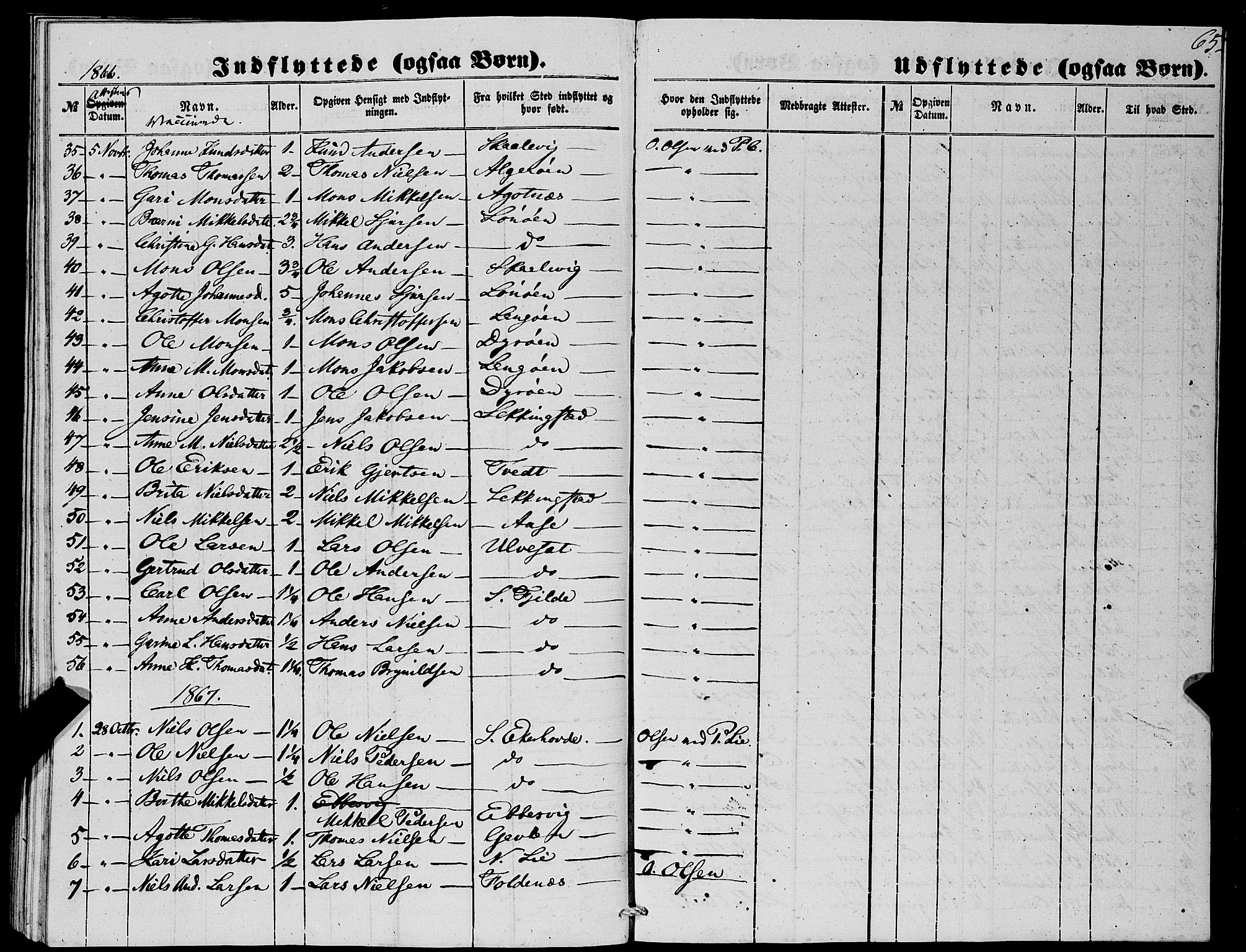 Fjell sokneprestembete, SAB/A-75301/H/Haa: Parish register (official) no. A 4, 1851-1870, p. 65