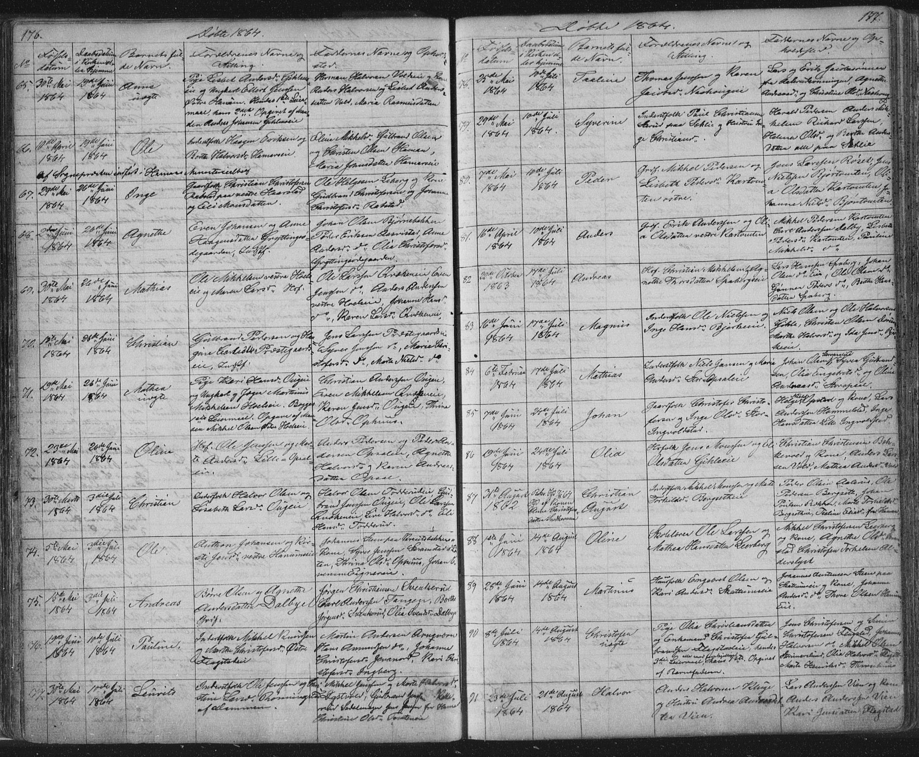 Vang prestekontor, Hedmark, AV/SAH-PREST-008/H/Ha/Hab/L0010A: Parish register (copy) no. 10a, 1854-1896, p. 176-177