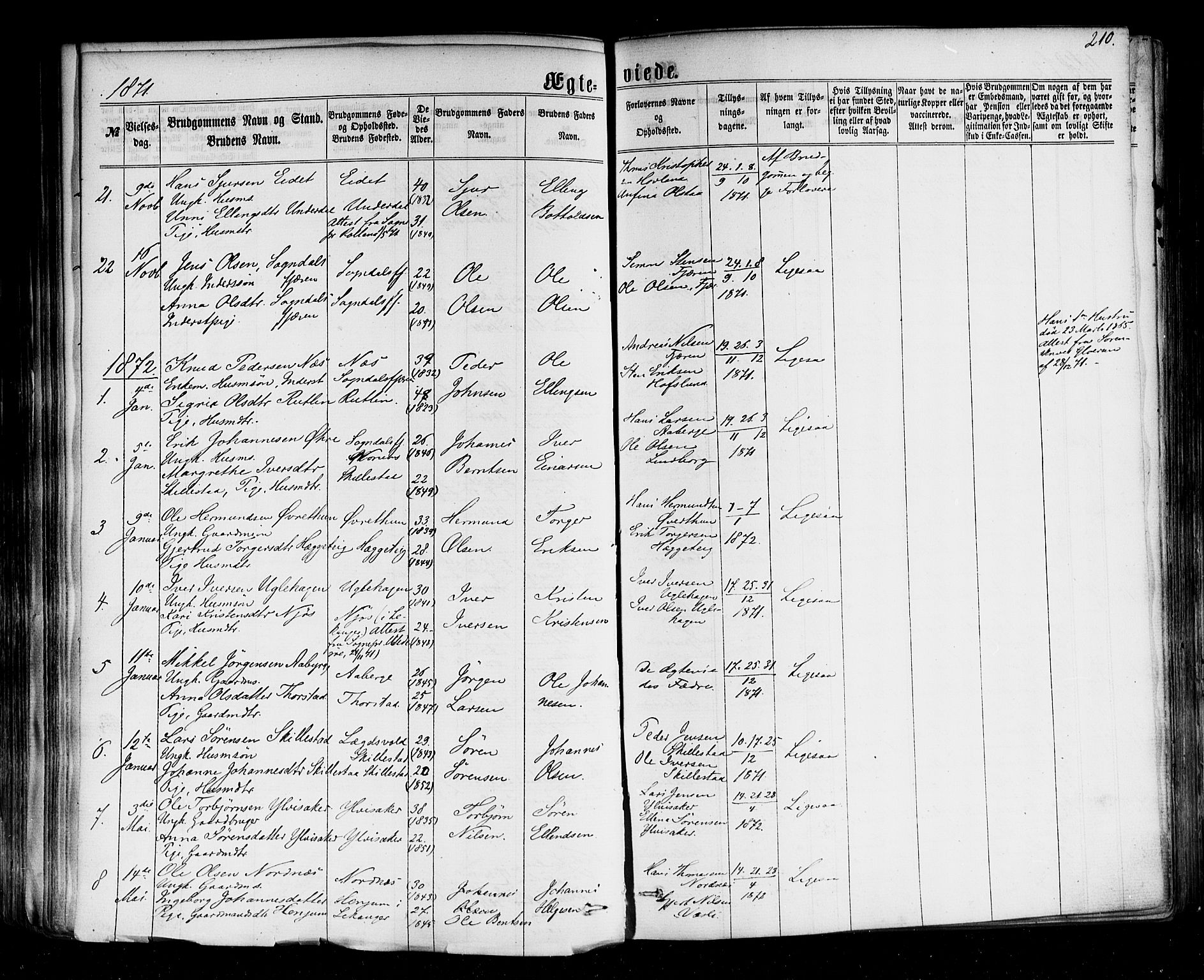 Sogndal sokneprestembete, AV/SAB-A-81301/H/Haa/Haaa/L0013: Parish register (official) no. A 13, 1859-1877, p. 210