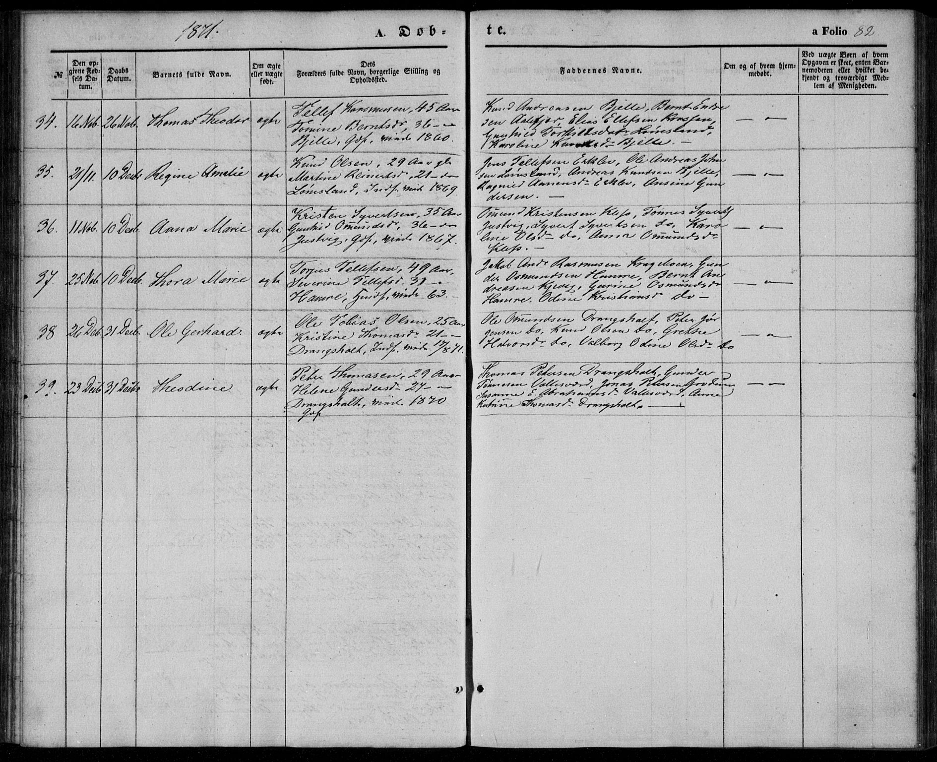 Tveit sokneprestkontor, AV/SAK-1111-0043/F/Fa/L0005: Parish register (official) no. A 5, 1853-1871, p. 82