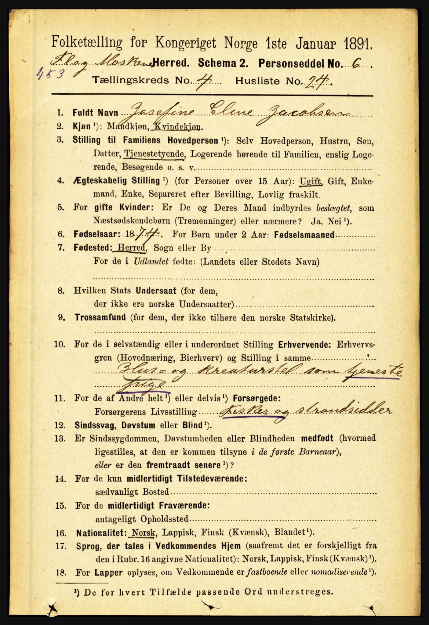 RA, 1891 census for 1859 Flakstad, 1891, p. 2062