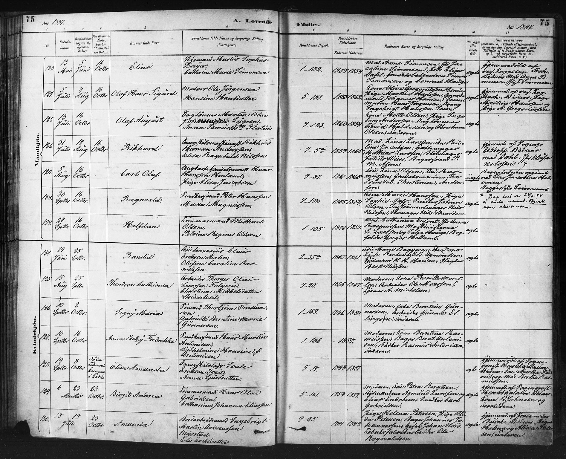 Nykirken Sokneprestembete, SAB/A-77101/H/Haa: Parish register (official) no. B 5, 1885-1894, p. 75