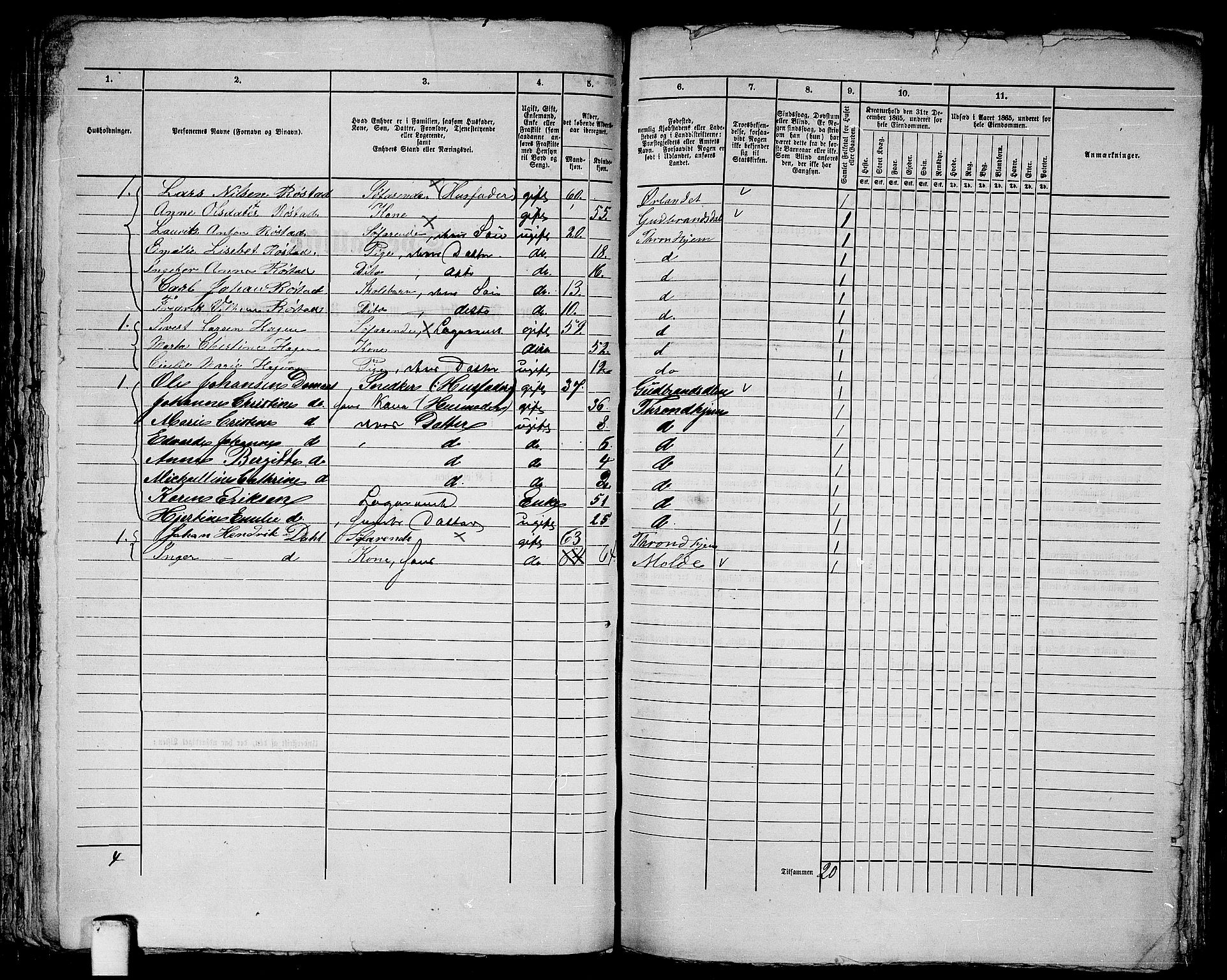 RA, 1865 census for Trondheim, 1865, p. 650