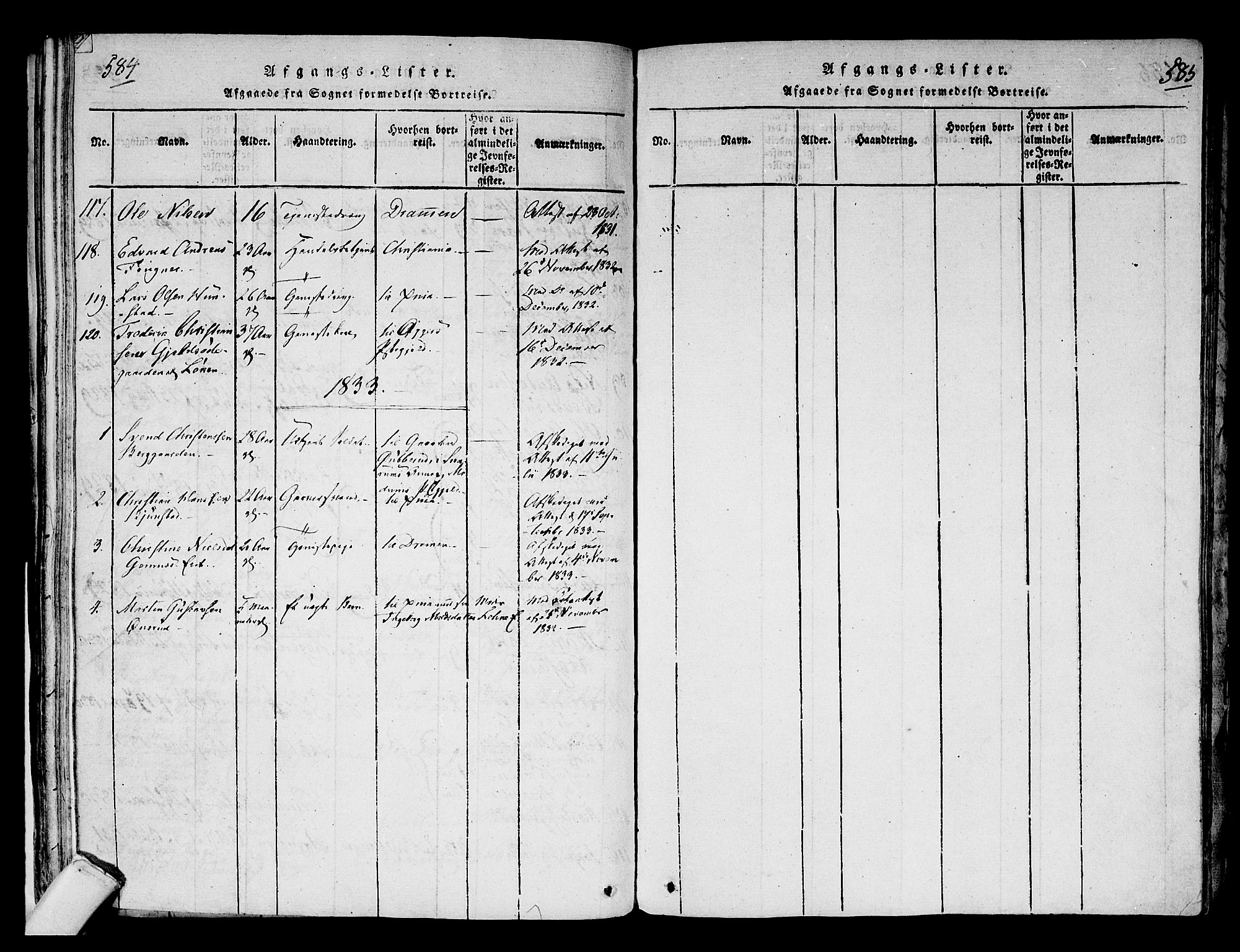 Hole kirkebøker, SAKO/A-228/F/Fa/L0004: Parish register (official) no. I 4, 1814-1833, p. 584-585