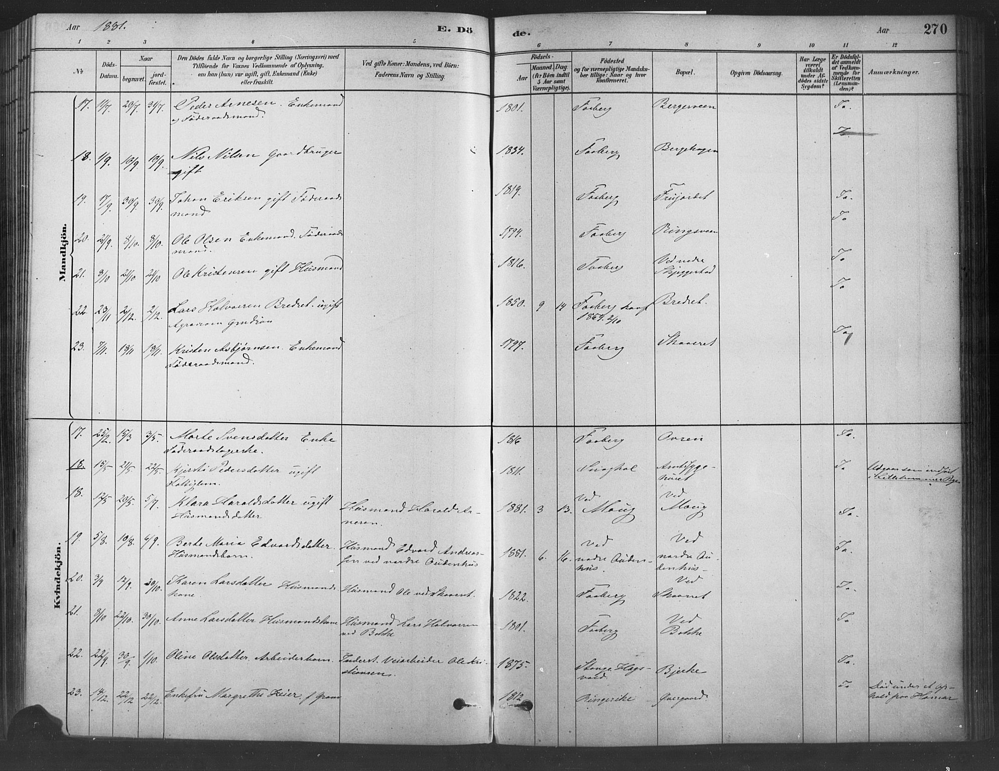 Fåberg prestekontor, SAH/PREST-086/H/Ha/Haa/L0009: Parish register (official) no. 9, 1879-1898, p. 270