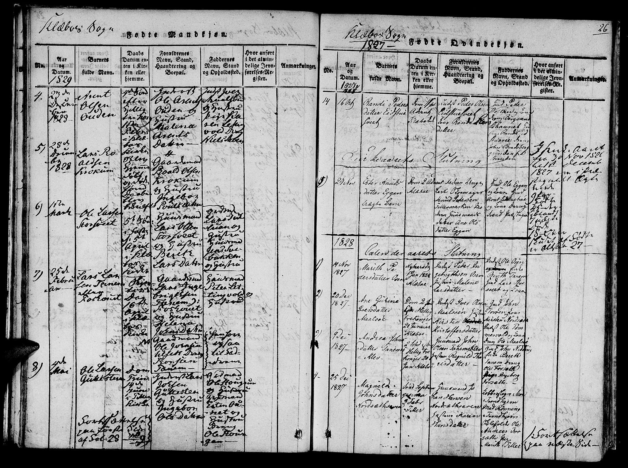 Ministerialprotokoller, klokkerbøker og fødselsregistre - Sør-Trøndelag, SAT/A-1456/618/L0439: Parish register (official) no. 618A04 /1, 1816-1843, p. 26